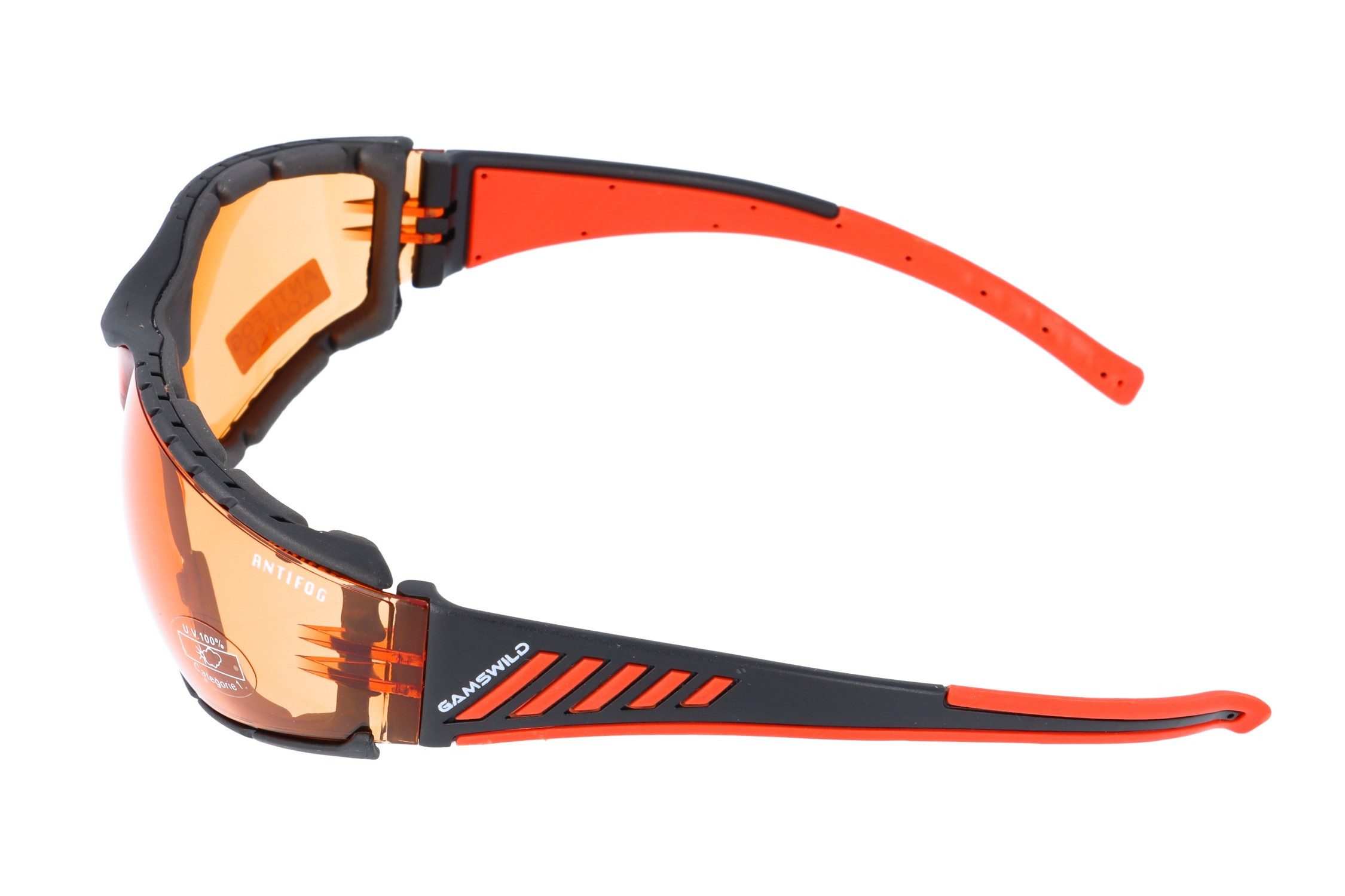 Gamswild Sportbrille UV400 Sonnenbrille Fahrradbrille Skibrille Windschutzclip ANTIFOG, Damen Herren Modell WS7122 in brau, grau, orange, gelb, klar