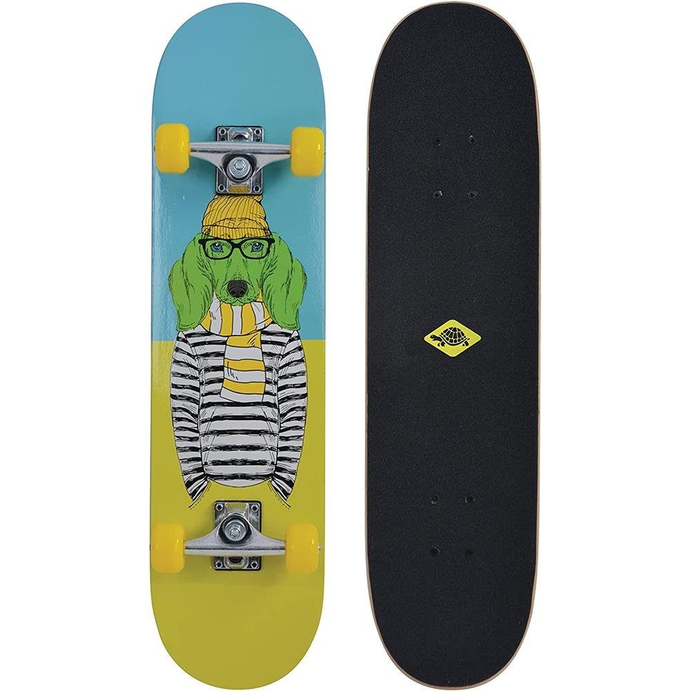 Schildkröt Skateboard Skateboard Kicker 31´´ Green Dog, 79 cm Einsteiger Board 9-fach Holz Gewölbt Rutschfest