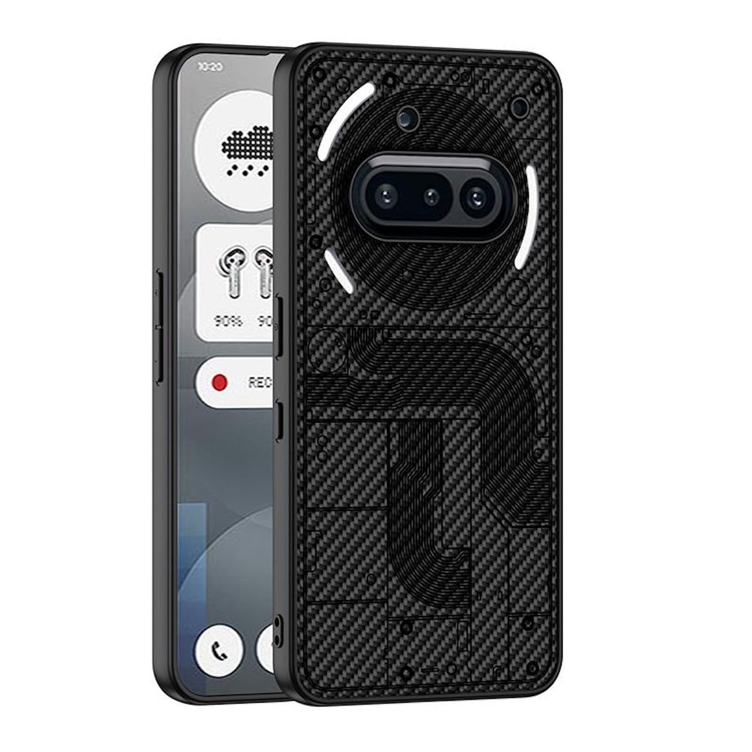 Wigento Handyhülle Für Nothing Phone 3a GKK Skin Feel Kunstleder TPU Schutz Hülle Carbon, Skin Feel Kunstleder Hülle