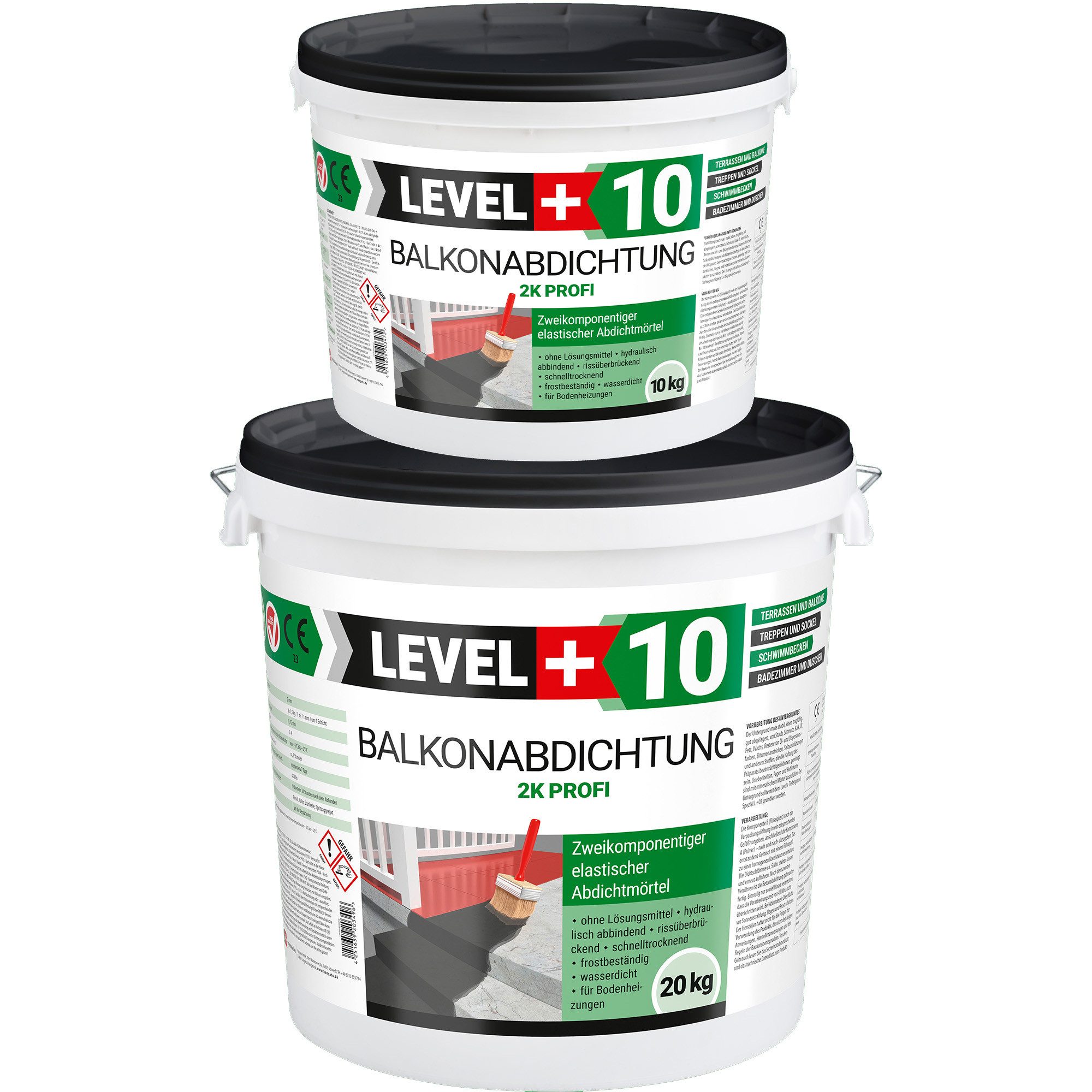 Level+ Dichtstoff LEVEL+ Balkonabdichtung Dichtschlämme 2K Terrasse L+10 - 30KG