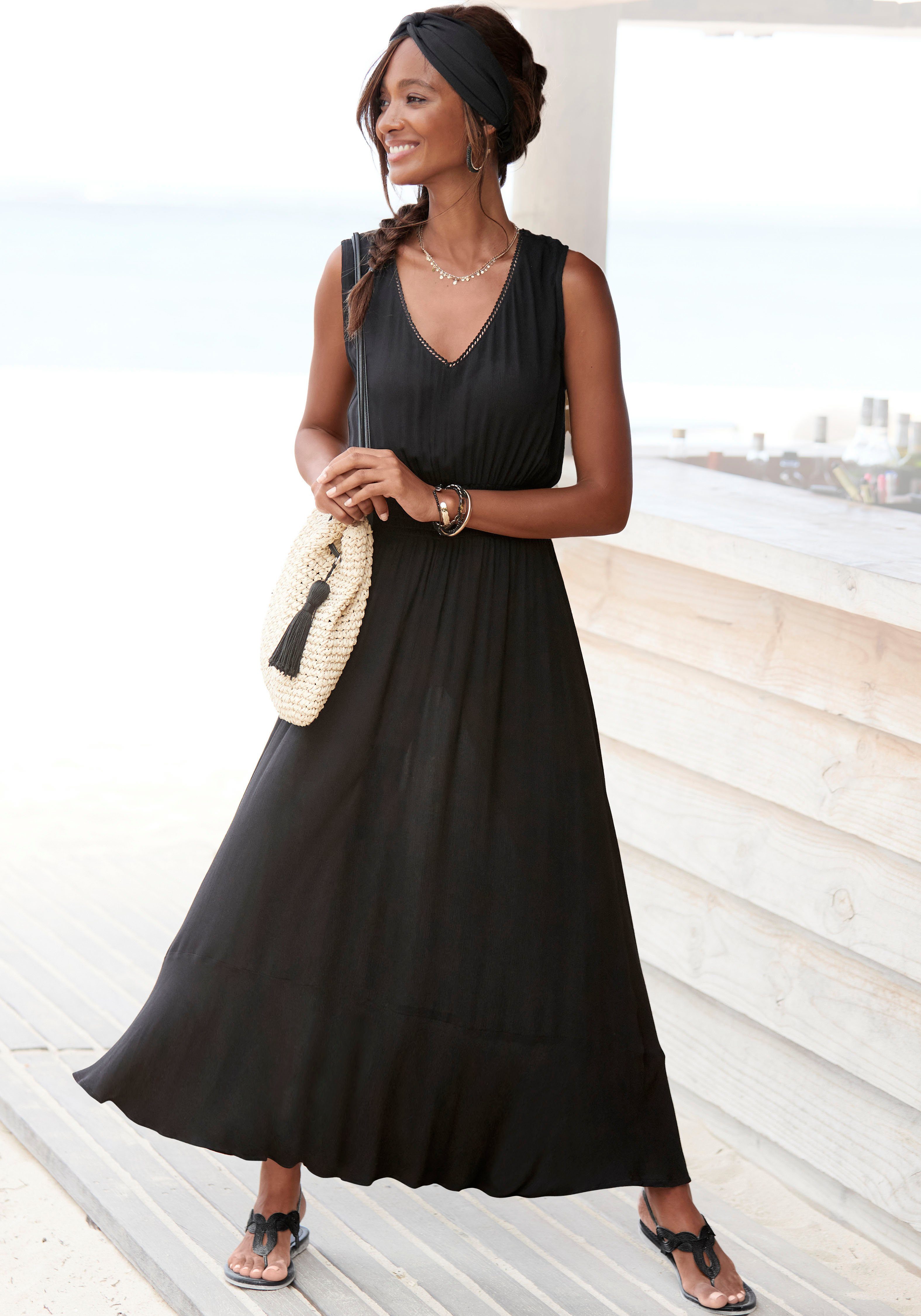 s.Oliver Maxikleid aus gekreppter Viskose zum günstig online kaufen