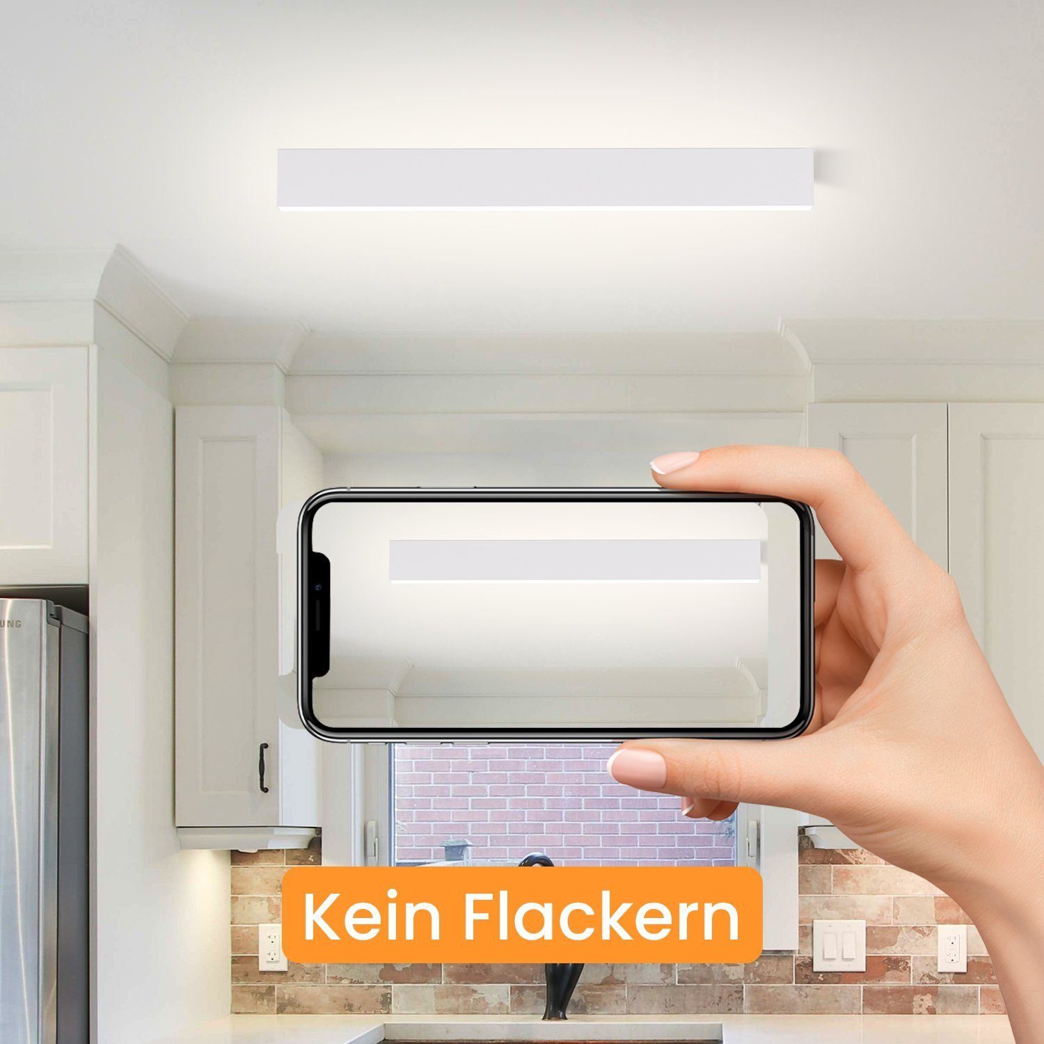 dimmbar, Tageslichtweiß integriert, LED Bürolampe Design Deckenleuchten Mit Decke Modern Fernbedienung, ZMH fest Dimmbar