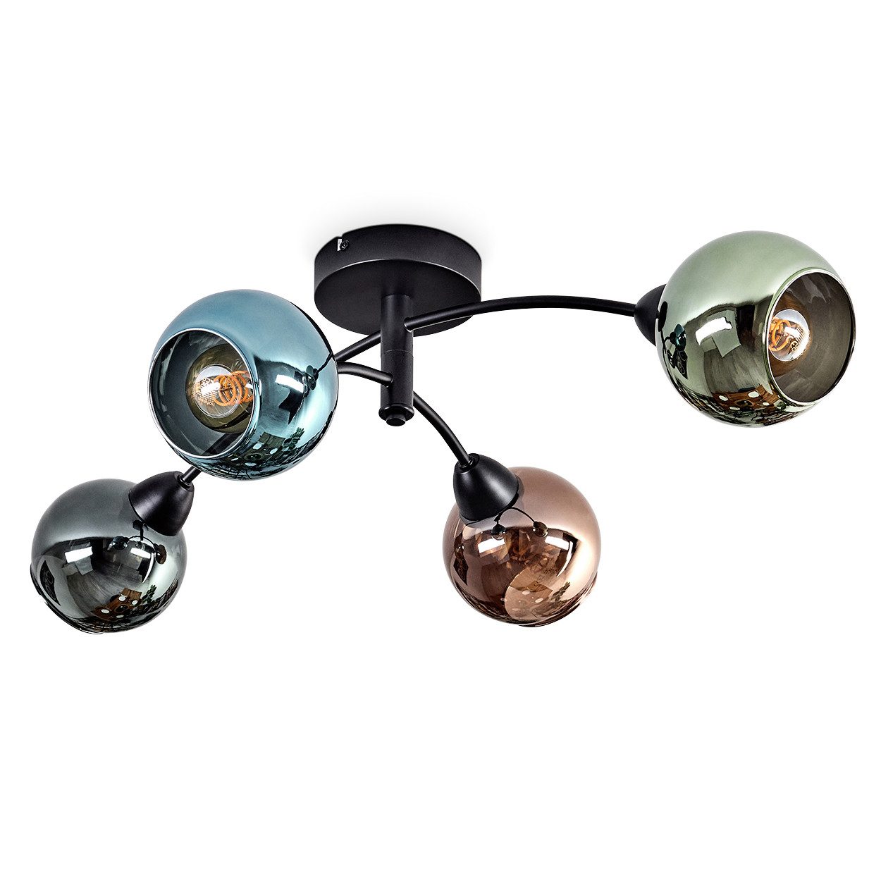 hofstein Deckenleuchte Deckenlampe aus Metall/Glas in Schwarz/Grün/Kupferfa günstig online kaufen