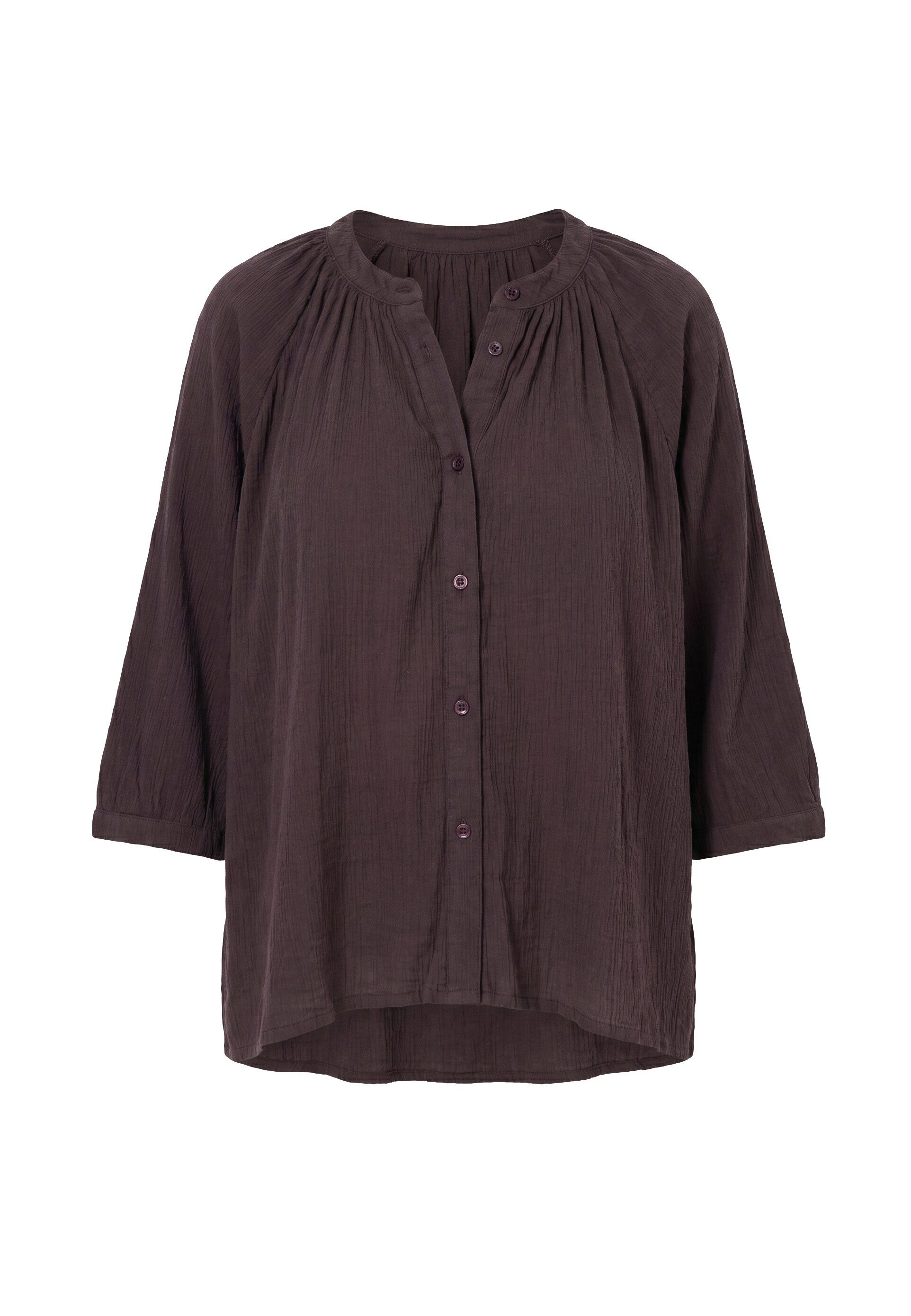 Ulla Popken Longbluse Krepp-Bluse oversized Stehkragen 3/4-Raglanarm – Bild 2 von 4
