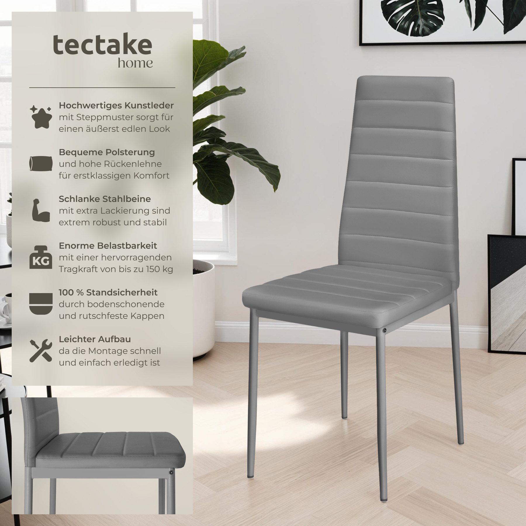 tectake Esszimmerstuhl Set Esszimmerstuhl (Set, 8 günstig online kaufen