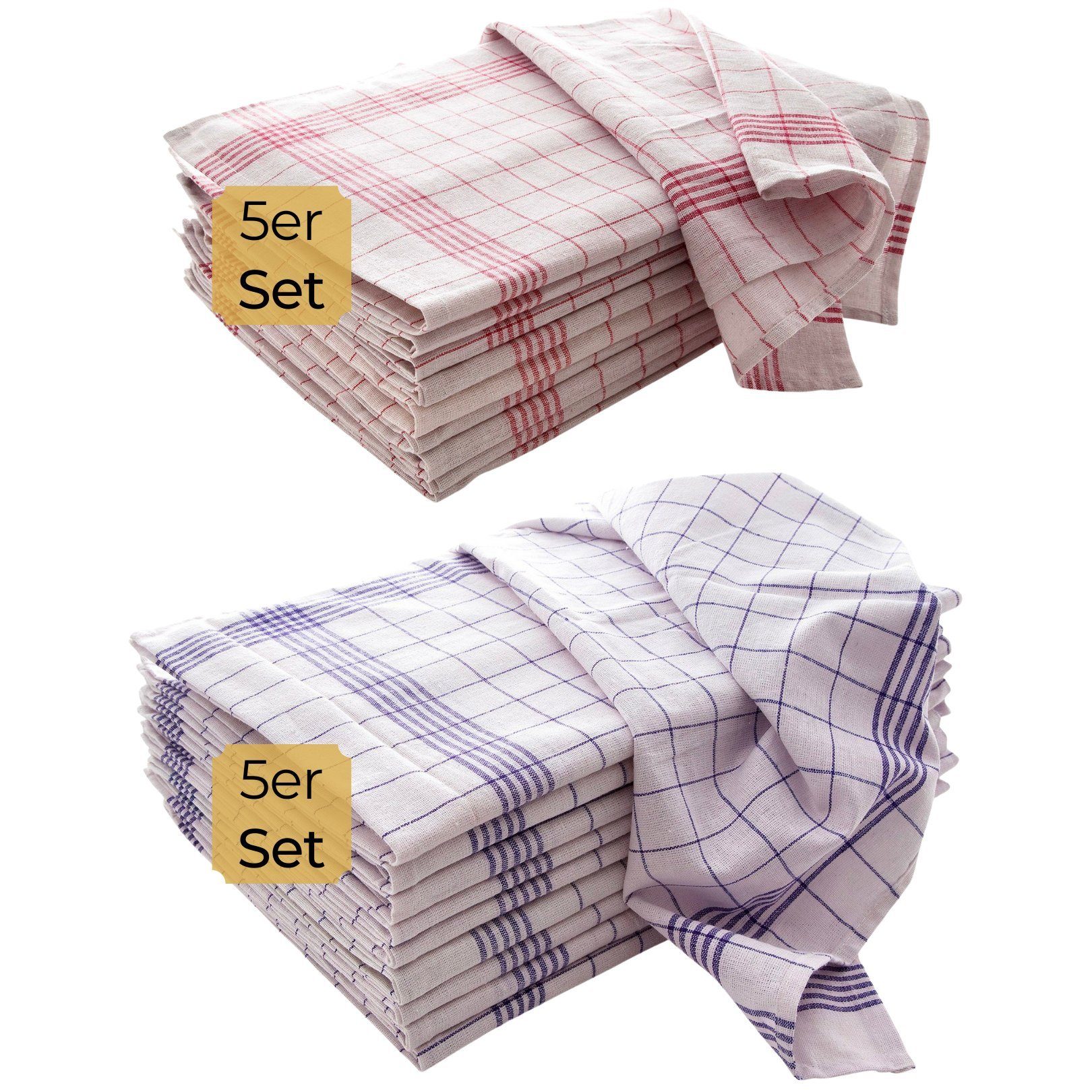 Hometex Premium Textiles Geschirrtuch Trockentuch, Allzweck-Tücher kariert 50x70 cm aus 100% Baumwolle, Premium-Qualität - Vielfältig einsetzbares 10er Set Blau/Rot-Weiß