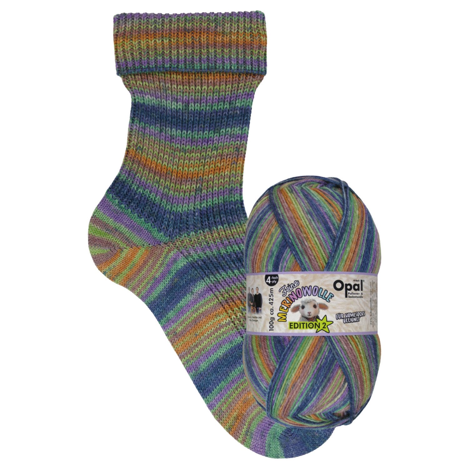 Opal FEINE MERINOWOLLE Edition 2 100 g 4-fach Pullover- und Sockenwolle Häkelwolle, 425 m (exklusive Sockenwolle aus feiner Merinowolle), 100 g