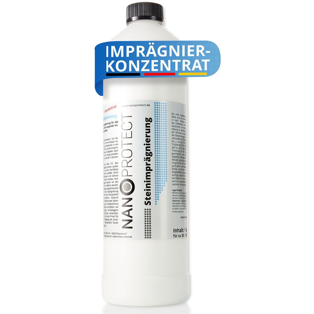 Nanoprotect Steinimprägnierung Konzentrat - 1 kg - Profi Qualität Naturstein-Imprägnierung (Konzentrat für 80 - 120 qm), Unsichtbare Imprägnierung - Made in Germany