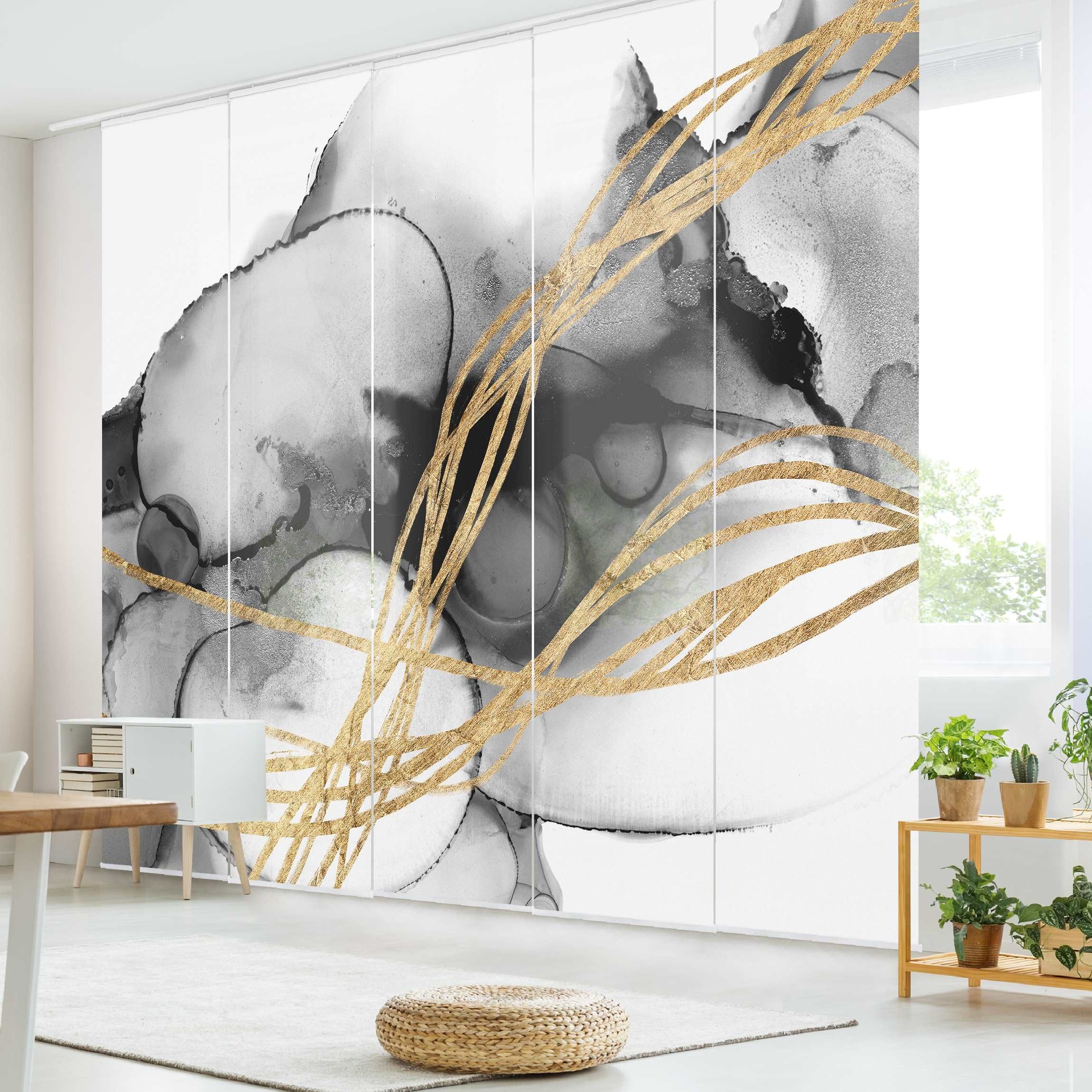 Bilderdepot24 Schiebegardine Flächenvorhang blickdicht Schwarze Tusche günstig online kaufen