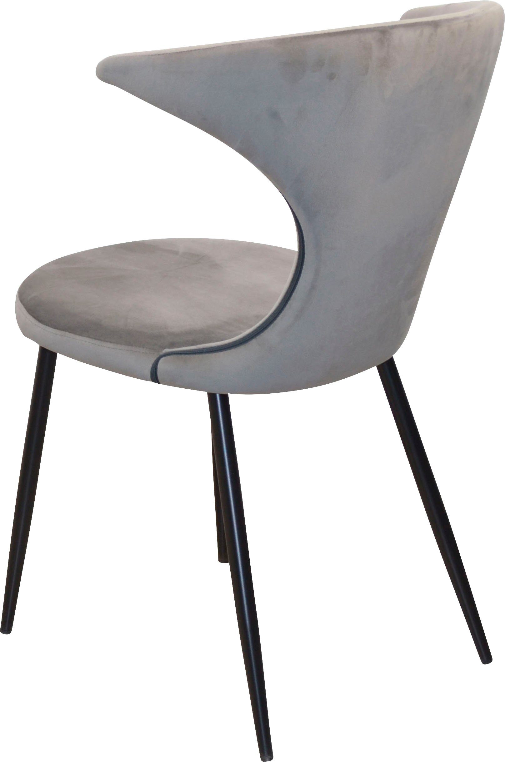 Rückenfläche INOSIGN St), | Gestell und Sitz- 2 (Set, Stahlrohr, aus grau 4-Fußstuhl schaumstoffgepolstert grau