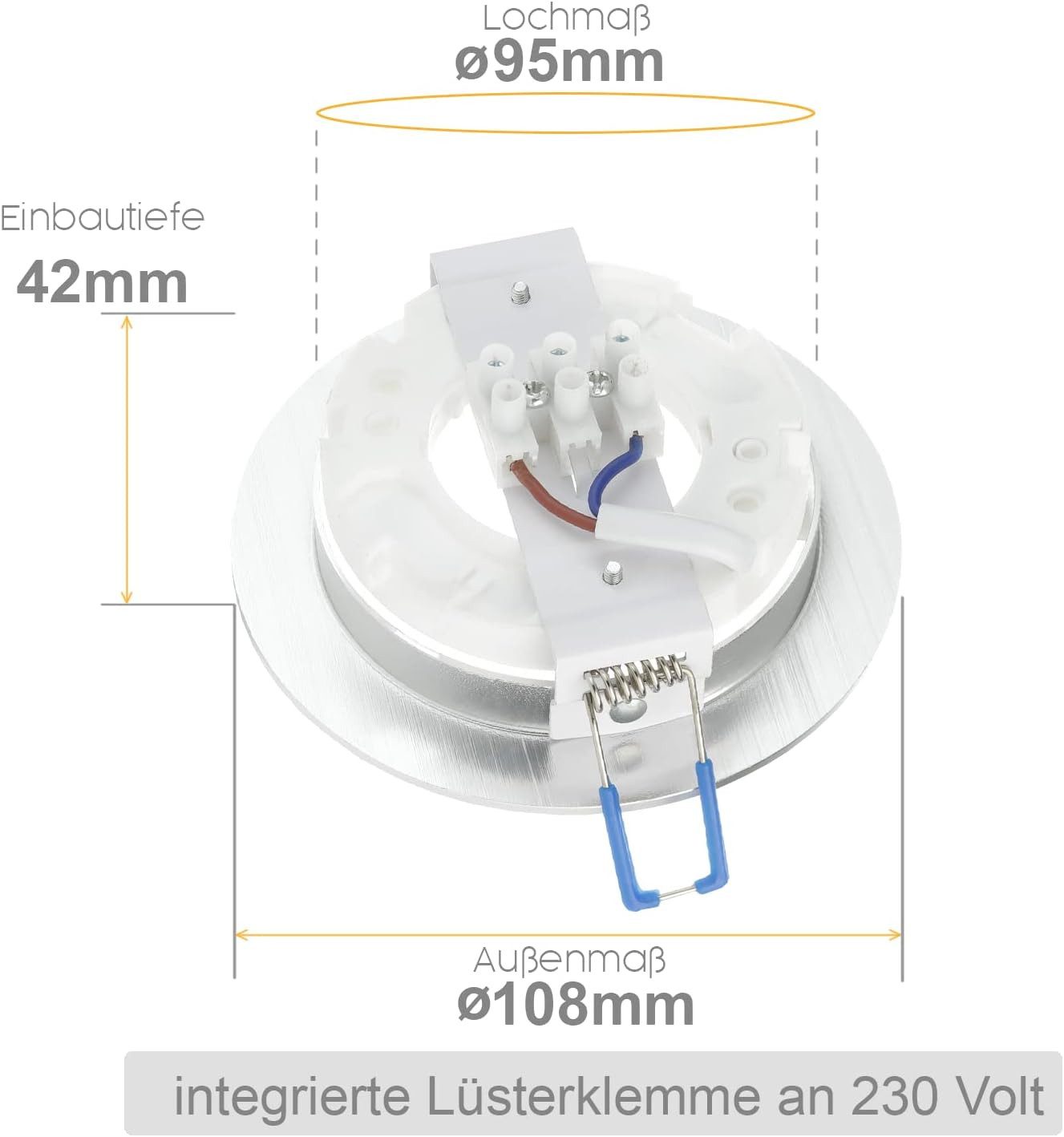 Sweet LED LED Einbaustrahler 6er SET GX53 Einbauleuchten 8,2W 230V 4000K Alu Rund Deckenspots Ø95, Neutralweiß, 4000K, Deckenspots, Ø 108 mm, Einbauleuchten