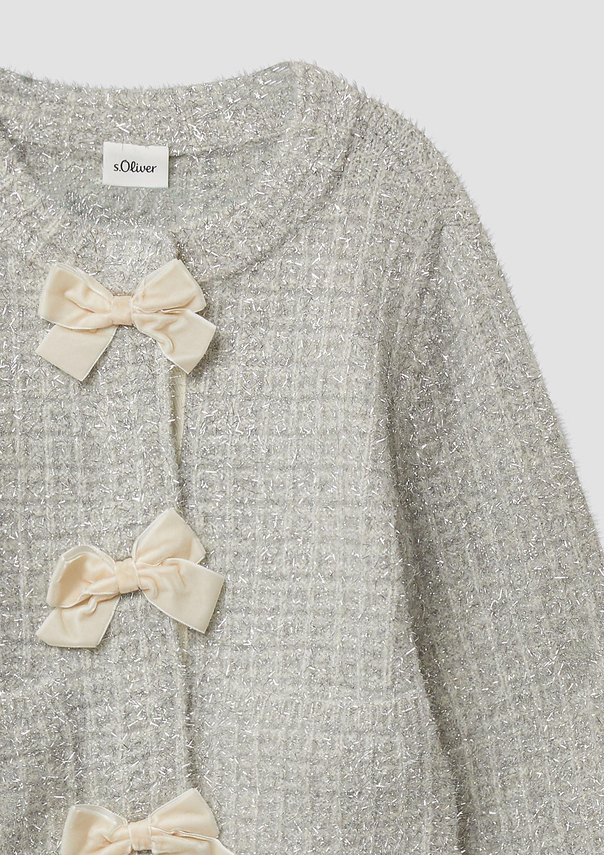 s.Oliver Cardigan Strickjacke Glitzer-Strickjacke mit Schleifen und Druckknöpfen