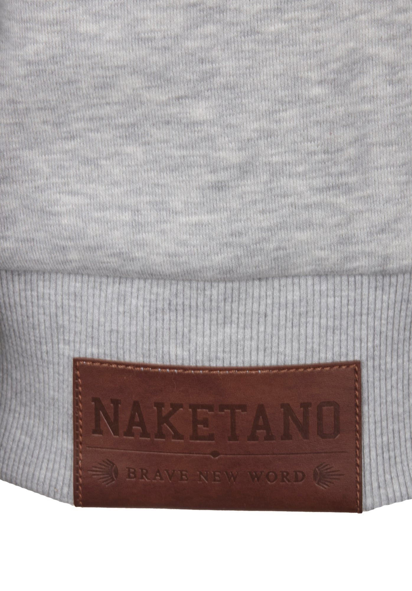 naketano Sweatjacke Oversize Damen mit Kapuze, melierte Sweatware, Reißverschluss, weich kuschelig, Kunstleder-Logo, casual, Streetwear, weich, Langarm – Bild 5 von 5
