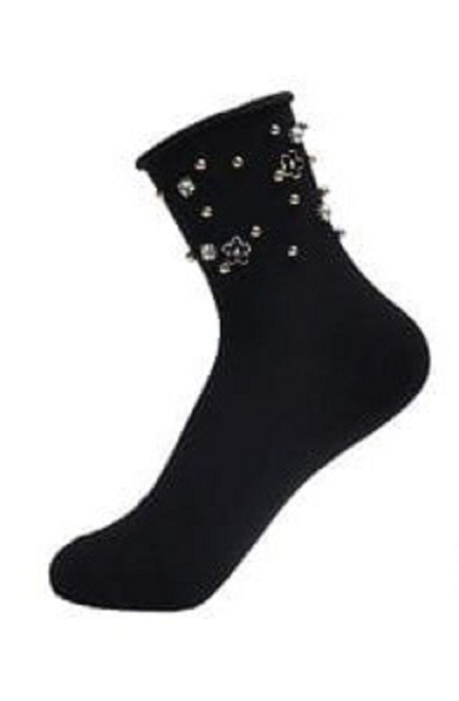 für 2 Frauen Socken Glitzer 36/41 Lycille Modell Baumwollsocken Paar schwarz eleganter 1 mit