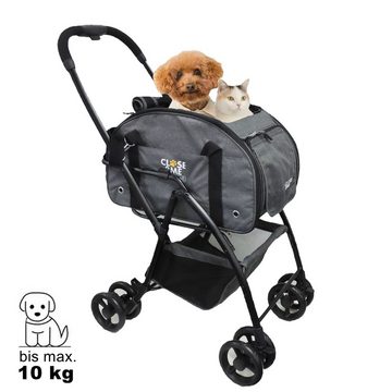 Eichhorn Kinderwagen Tiertransporttasche Close2Me EzTravel Haustier-Transportsystem bis 10,00 kg, mit leichtem Alu-Fahrgestell für Hunde, Katzen und andere Kleintiere