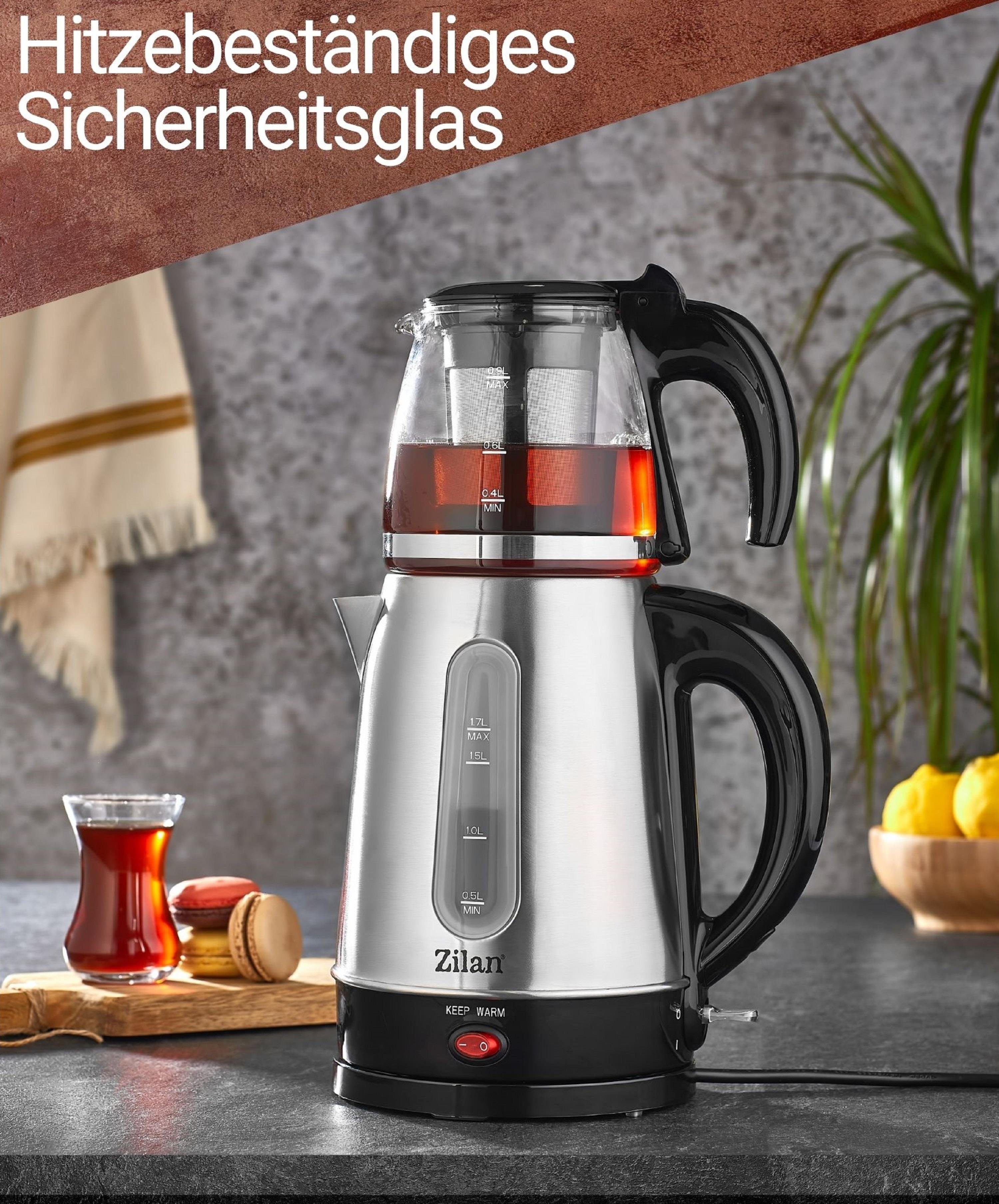 Zilan Wasserkocher ZLN-3581, 1.7 l, 2200 W, Warmhaltefunktion, Edelstahl, BPA-frei