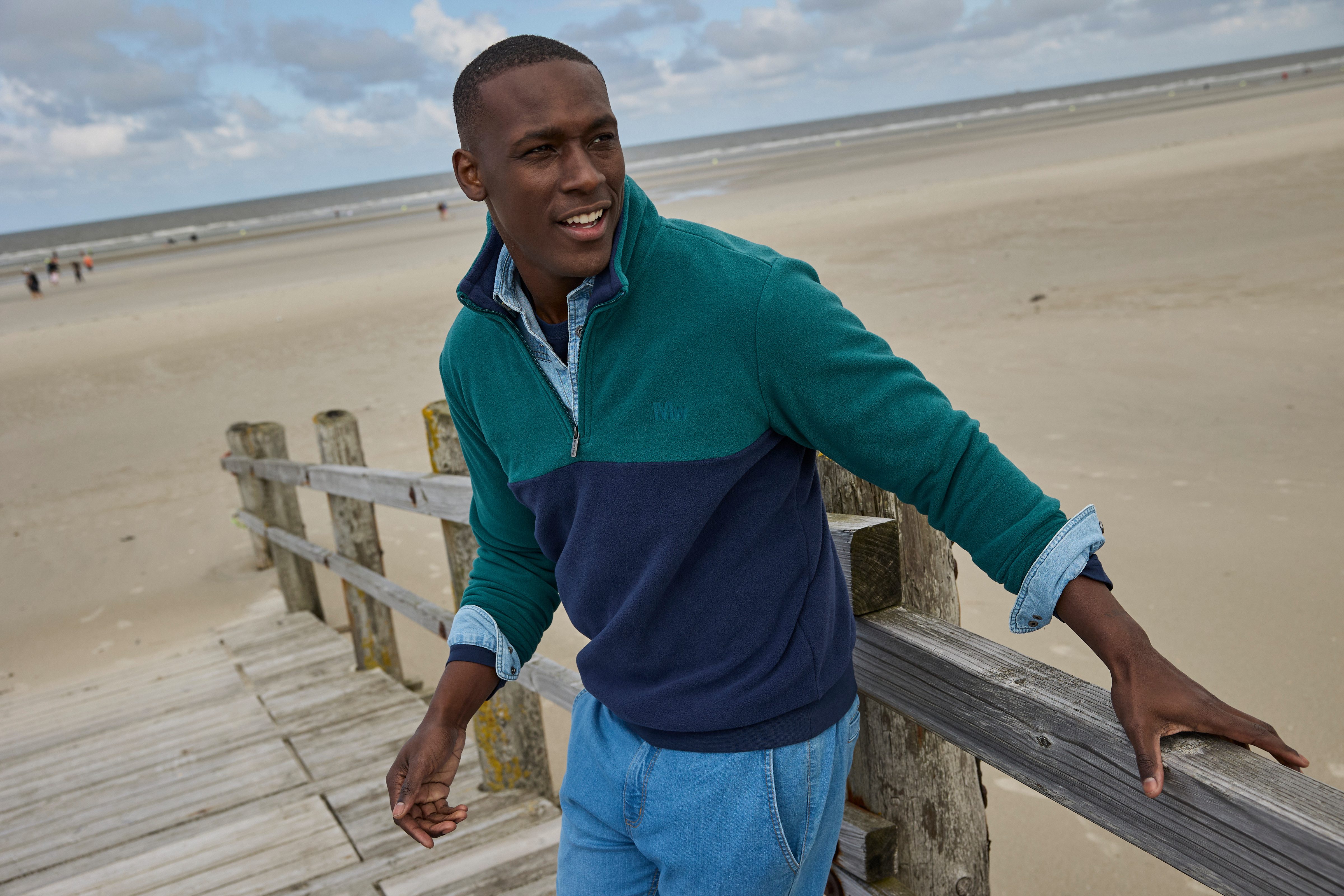 Man's World Fleecepullover Troyer mit Kontrast-Part, ideal für den Übergang günstig online kaufen