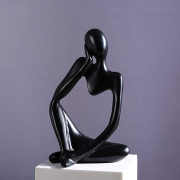 Silberstern Skulptur Denker-Skulptur-Dekoration, 3er-Pack Schwarz, Geeignet für Wohnzimmer-Bücherregal, Esstisch, Büro, Kunsthandwerk