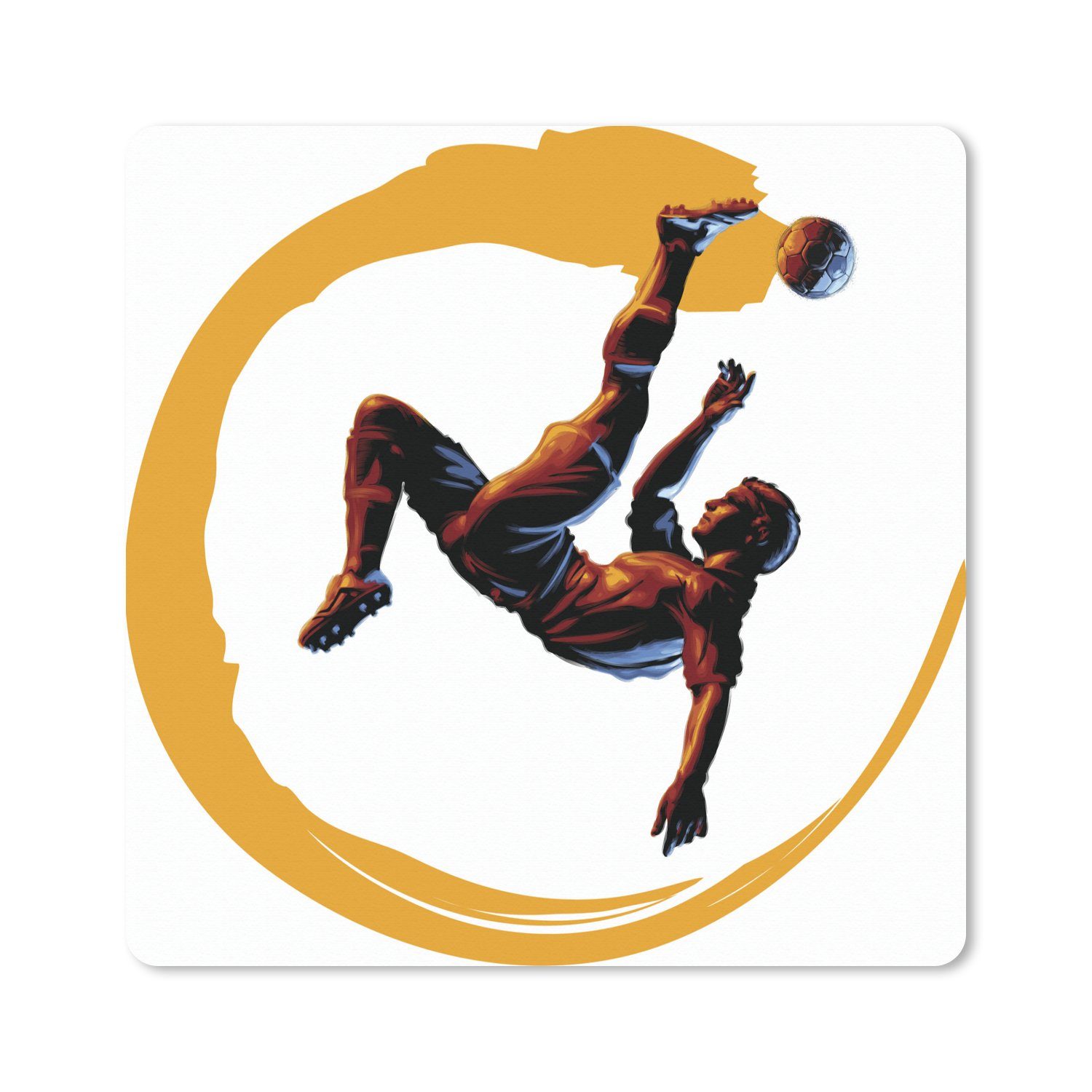MuchoWow Gaming Mauspad Illustration eines Fußballers, der einen Fallrückzieher macht - Jungen (1-St), Gaming, Rutschfester Unterseite, Mausunterlage, 80x80 cm, XXL, Großes