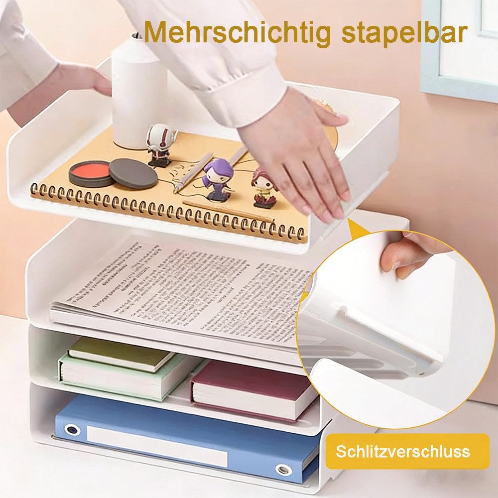 TUWENA Briefablage Vierstöckiger Schreibtisch-Organizer, stapelbarer Dokumentenhalter