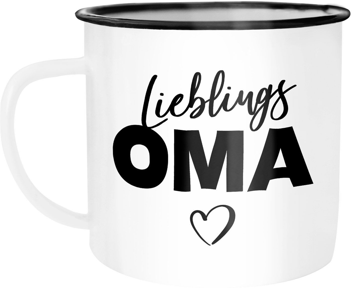 MoonWorks Tasse Emaille Tasse Becher Lieblingsoma Geschenk Oma Kaffeetasse Moonworks®, Emaille, emailliert und mit Aufdruck