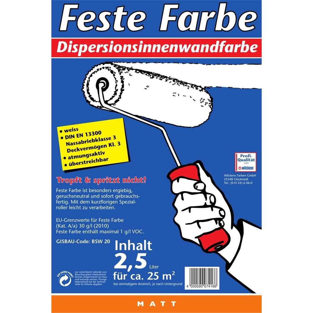 Wilckens Farben Wandfarbe Feste Farbe Weiß 2,5L Deckenfarbe