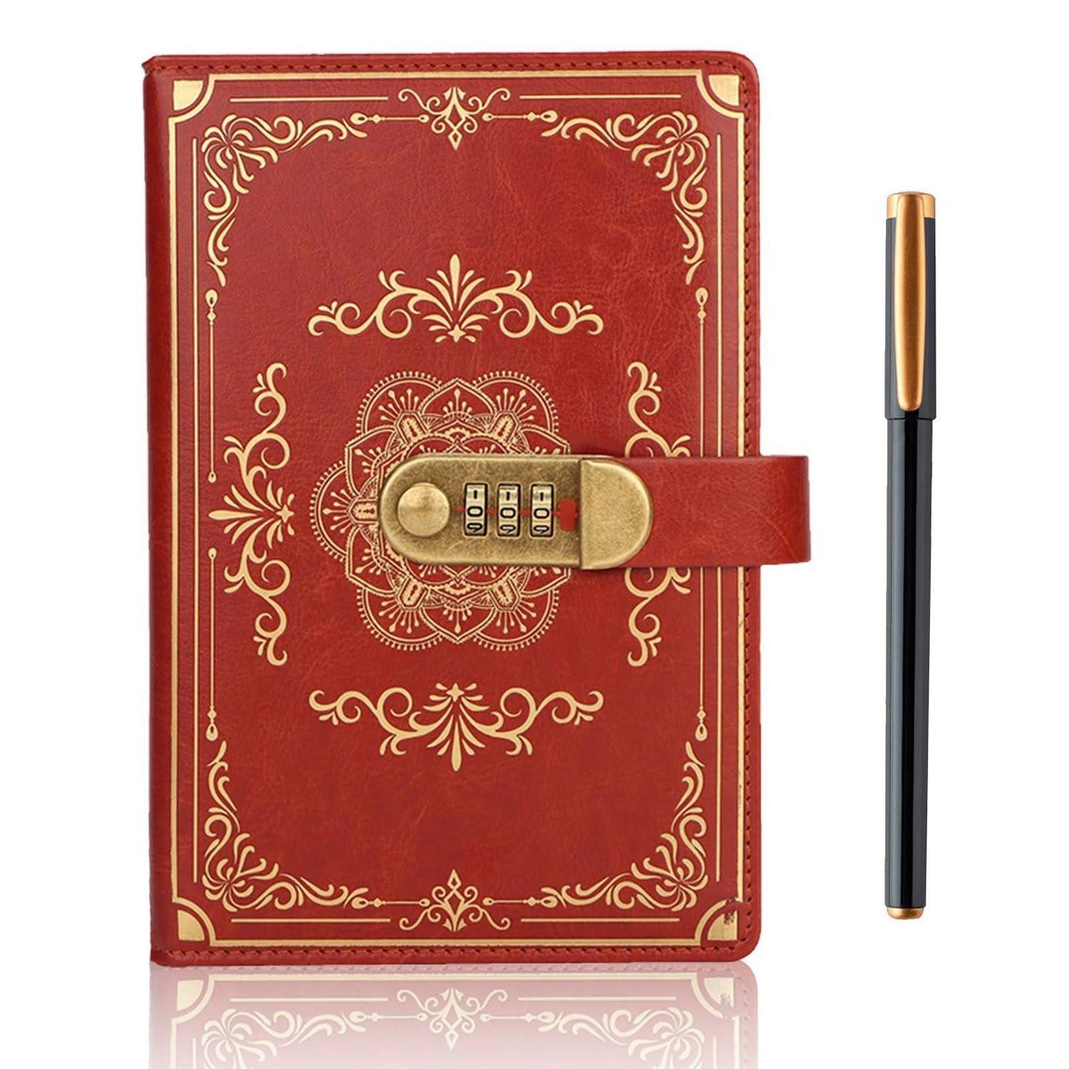 LuxusKollektion Tagebuch Tagebuch mit Schloss Braun in Lederoptik