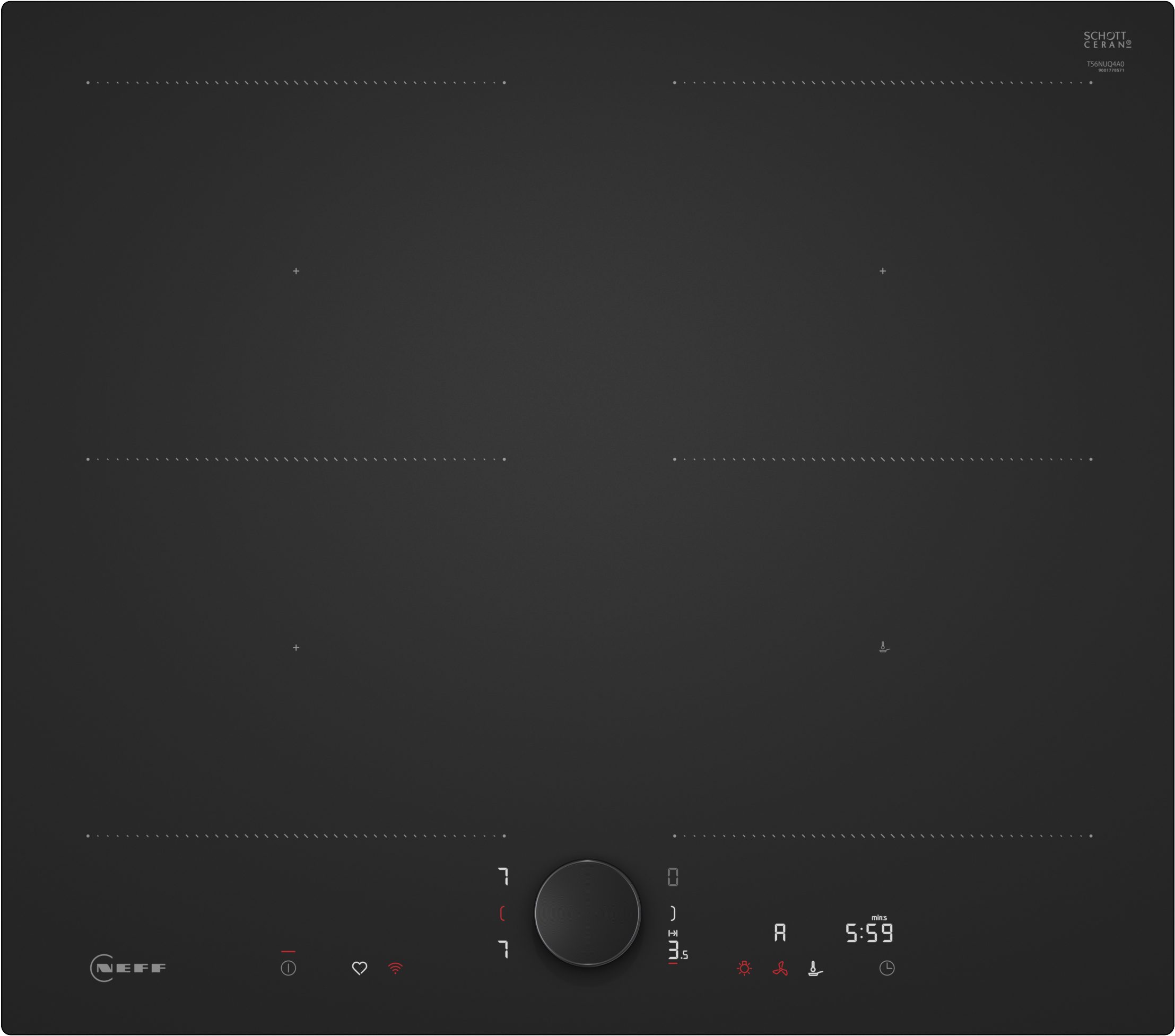 NEFF Induktions-Kochfeld N 90 T56NUQ4A0, Induktionskochfeld im Matt Black Design mit Twist Pad® Steuerung.