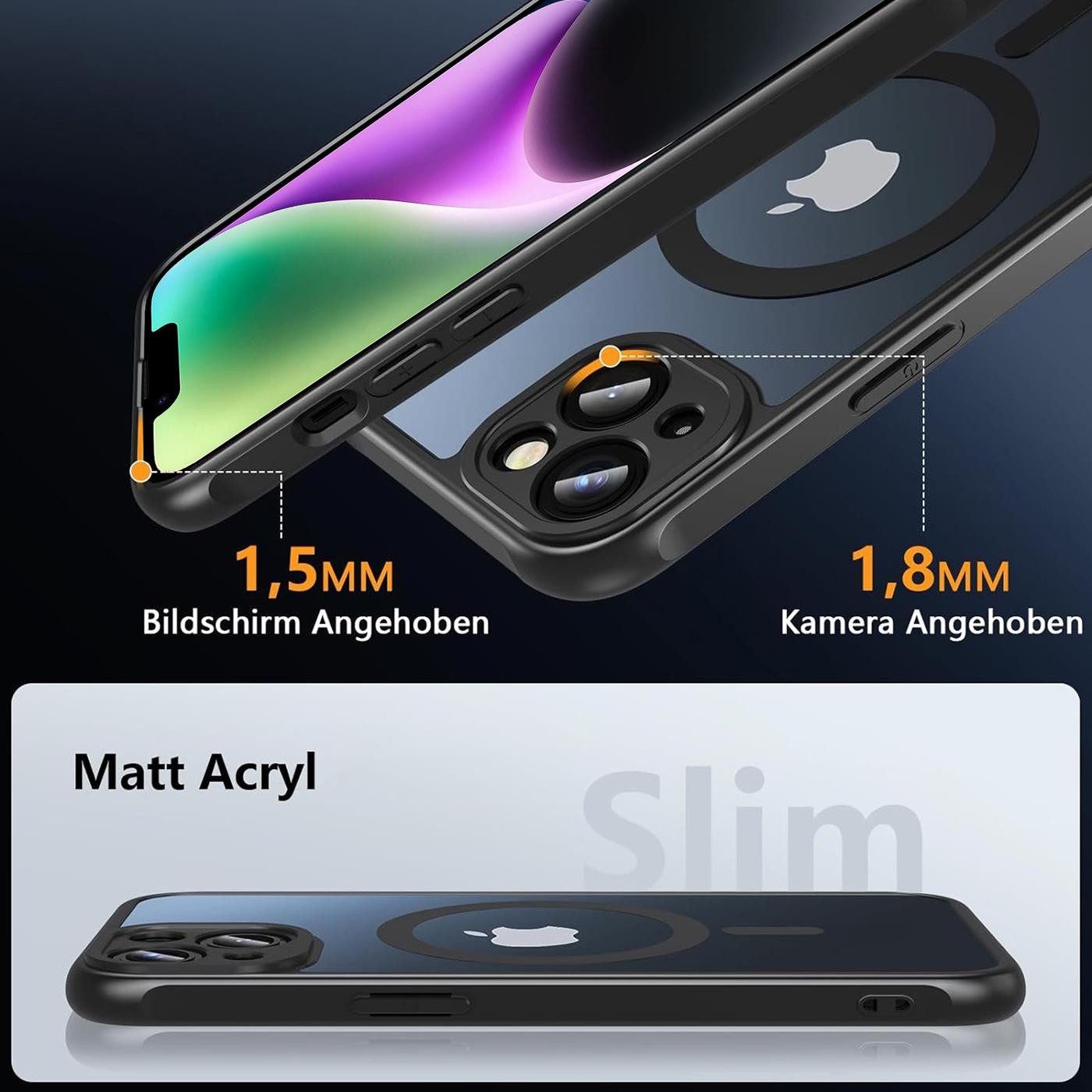 CoolGadget Handyhülle Magnet-Hülle für iPhone 14 Schutzhülle magnetisch 6,1 Zoll, Hülle Matt Stoßfest kompatibel mit Magsafe Zubehör Kameraschutz Case