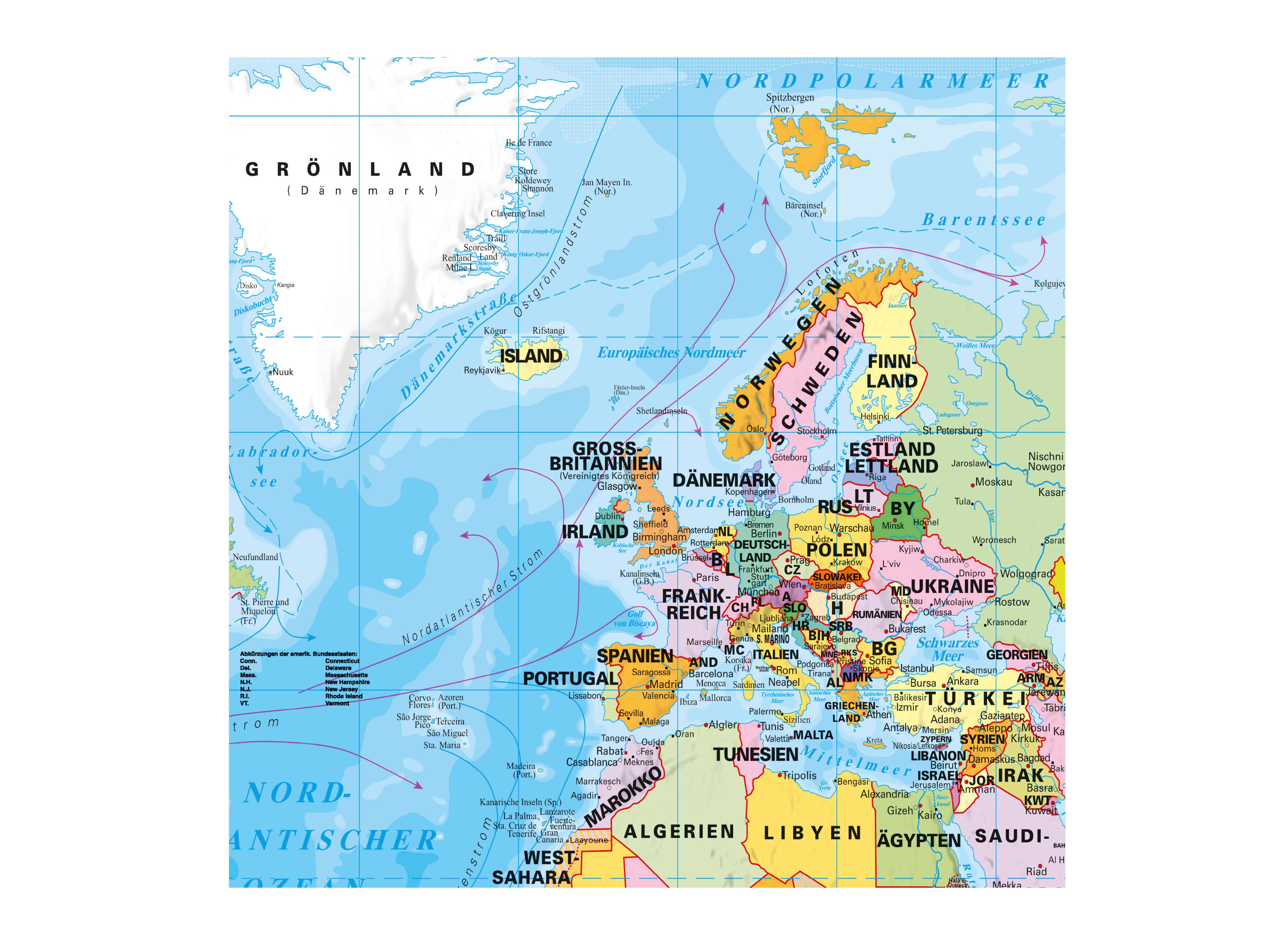 STIEFEL Poster Weltkarte Die Welt politisch, ca. 60 x 42 cm