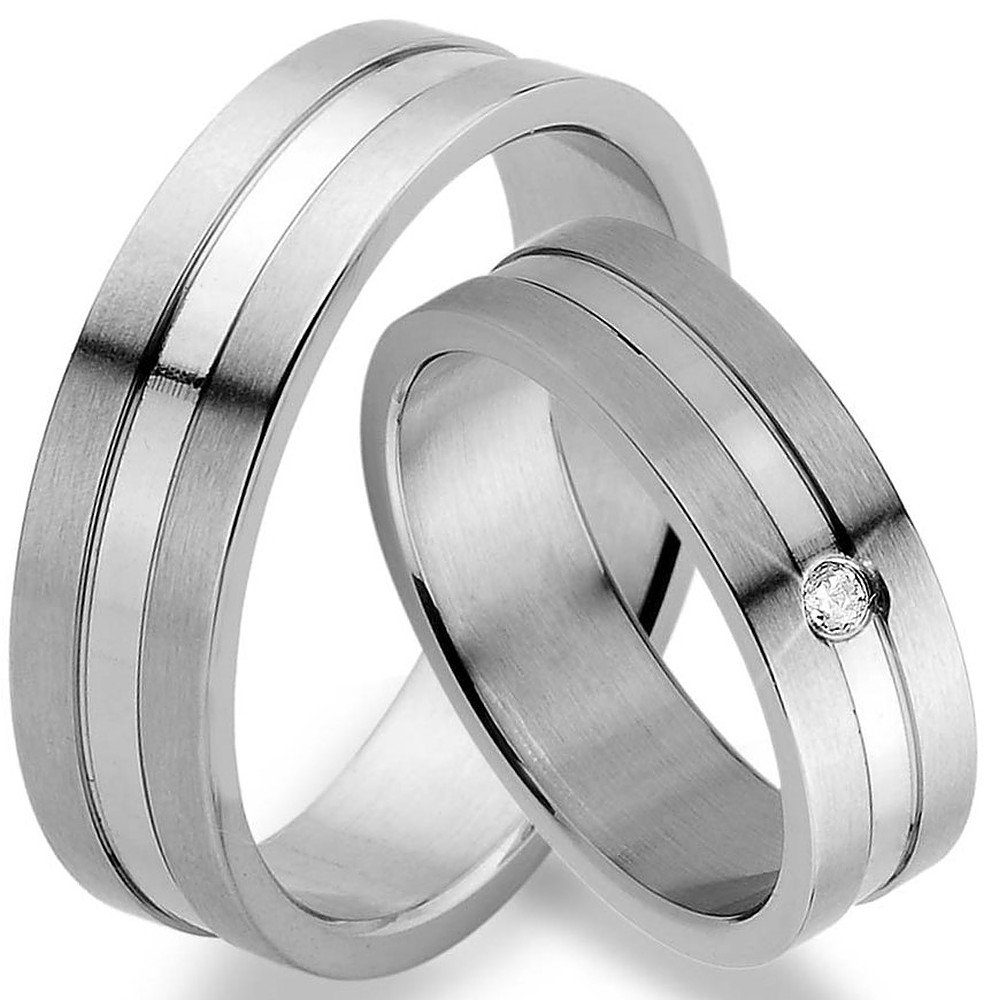 Trauringe123 Trauring Hochzeitsringe Verlobungsringe Trauringe Eheringe Partnerringe aus Edelstahl mit Stein - Ohne Stein JE38