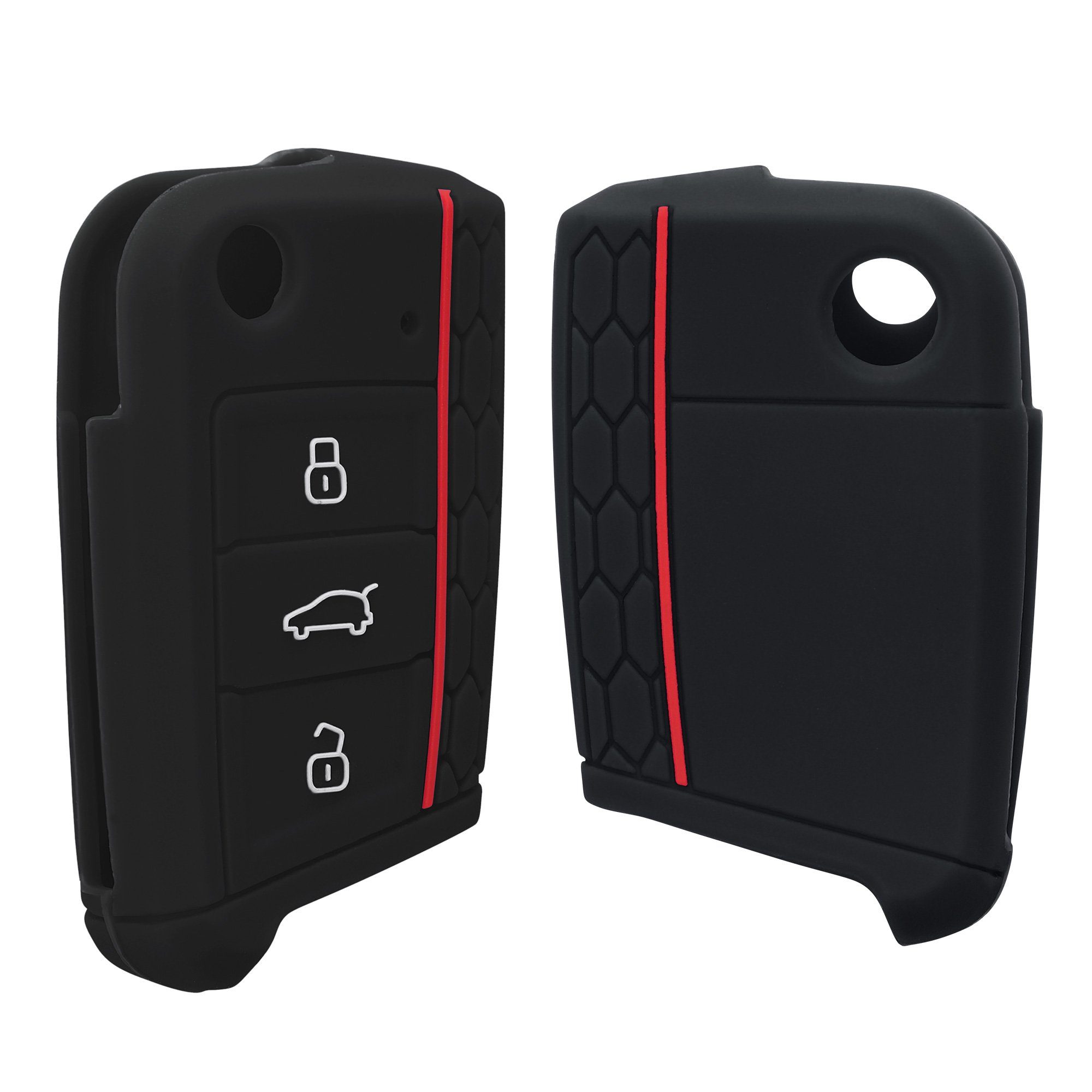 Schlüssel 7 Golf VW Schlüsselhülle MK7, Silikon Autoschlüssel kwmobile Schlüsseltasche Schwarz für Cover Case Hülle