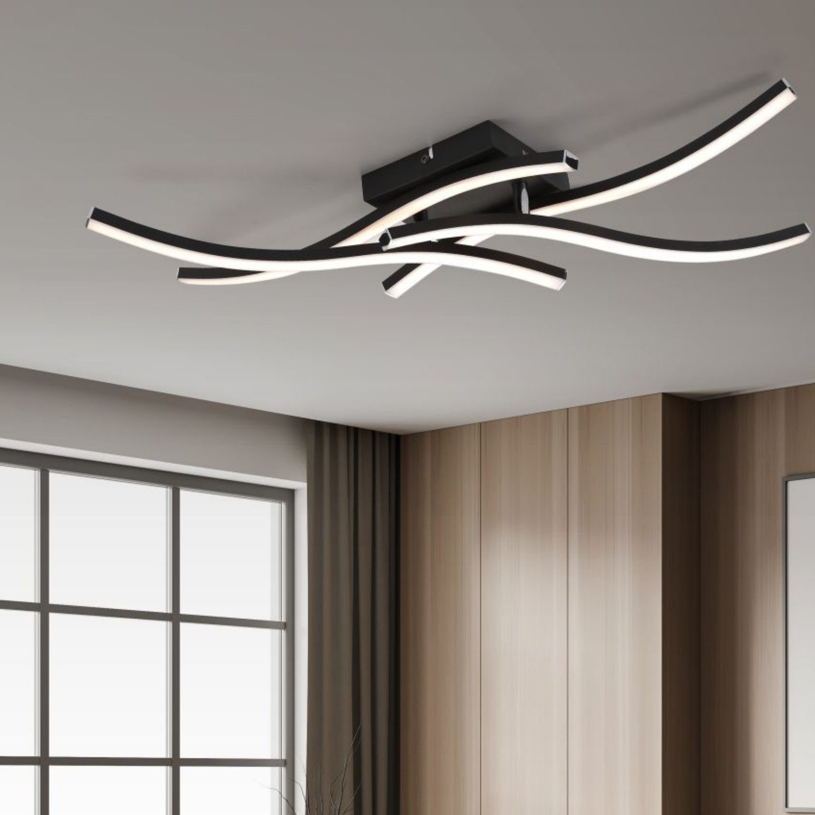 IMPTS Deckenleuchte LED Deckenlampe Schwarz 3000K Deckenleuchte, Warmweiß, LED fest integriert, Warmweiß, Modern LED Deckenlampe für Wohnzimmer Schlafzimmer Küche und Flur