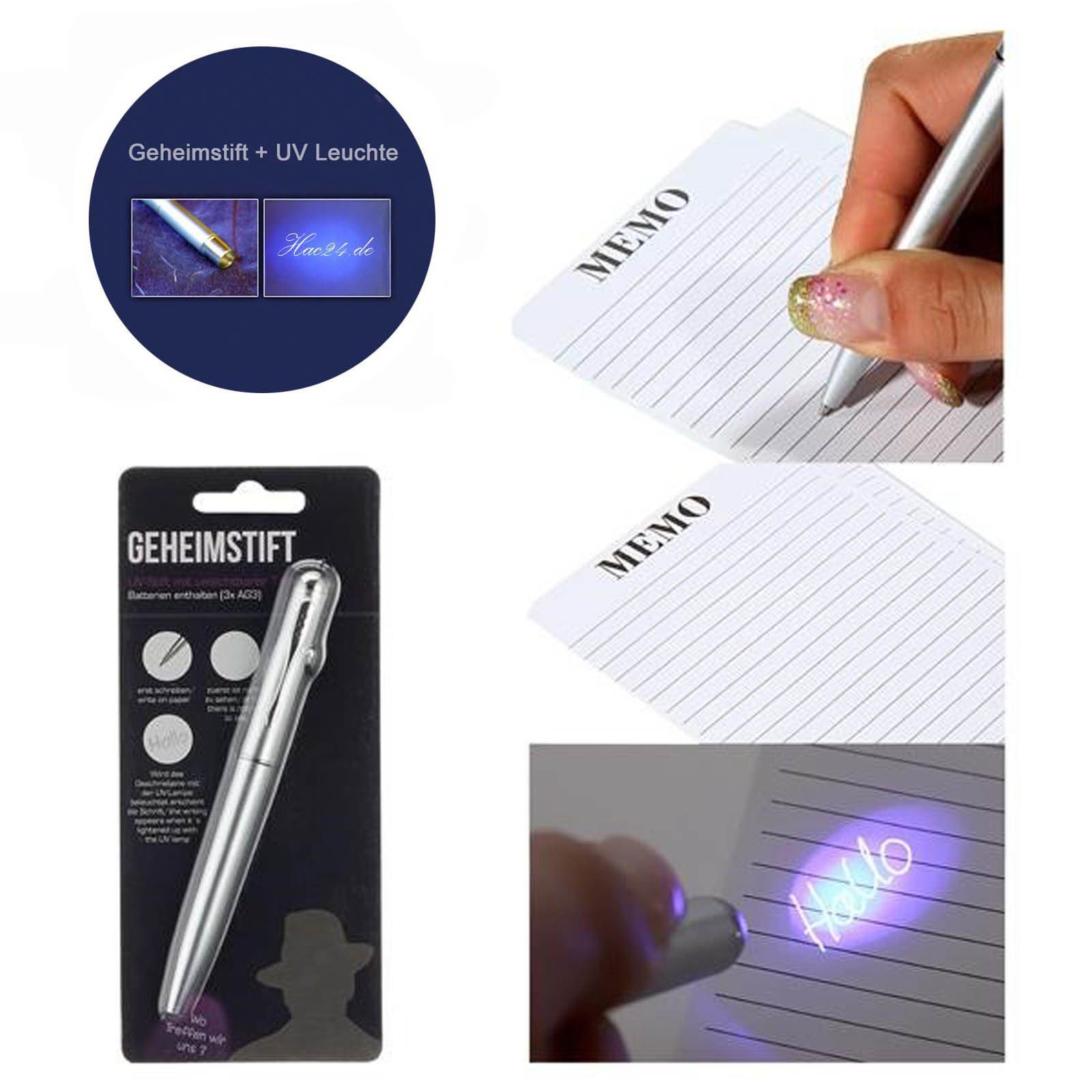 Unsichtbare Lampe HAC24 Geldprüfer Geldscheinprüfer Schwarzlicht und Geldscheinprüfstift Zauberstift (1-tlg), Prüfstift, Stift UV-Geheimstift mit Tinte