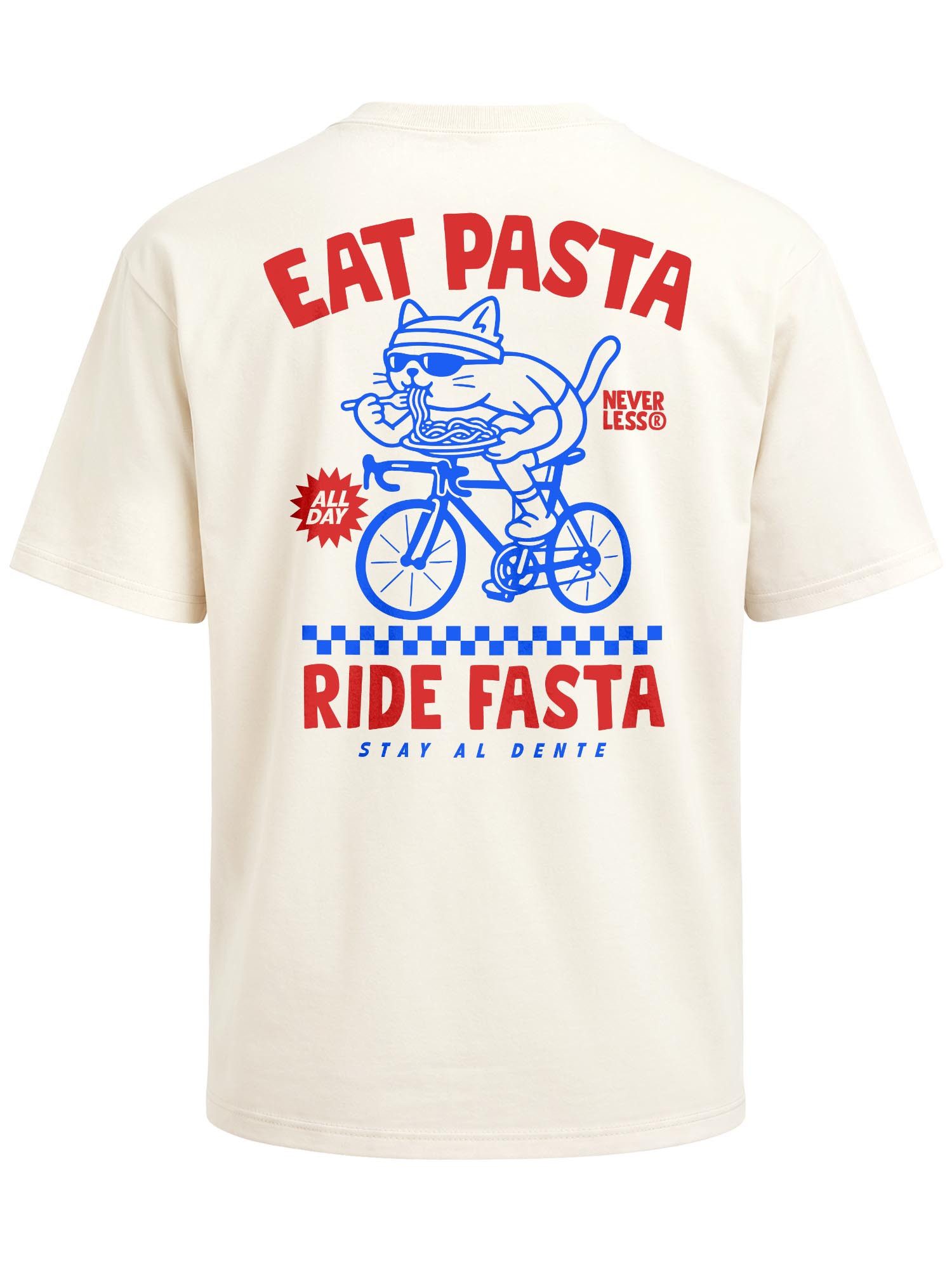 Neverless Oversize-Shirt Herren T-Shirt - Retro Design - Eat Pasta - Oversized Relaxed Fit mit Print