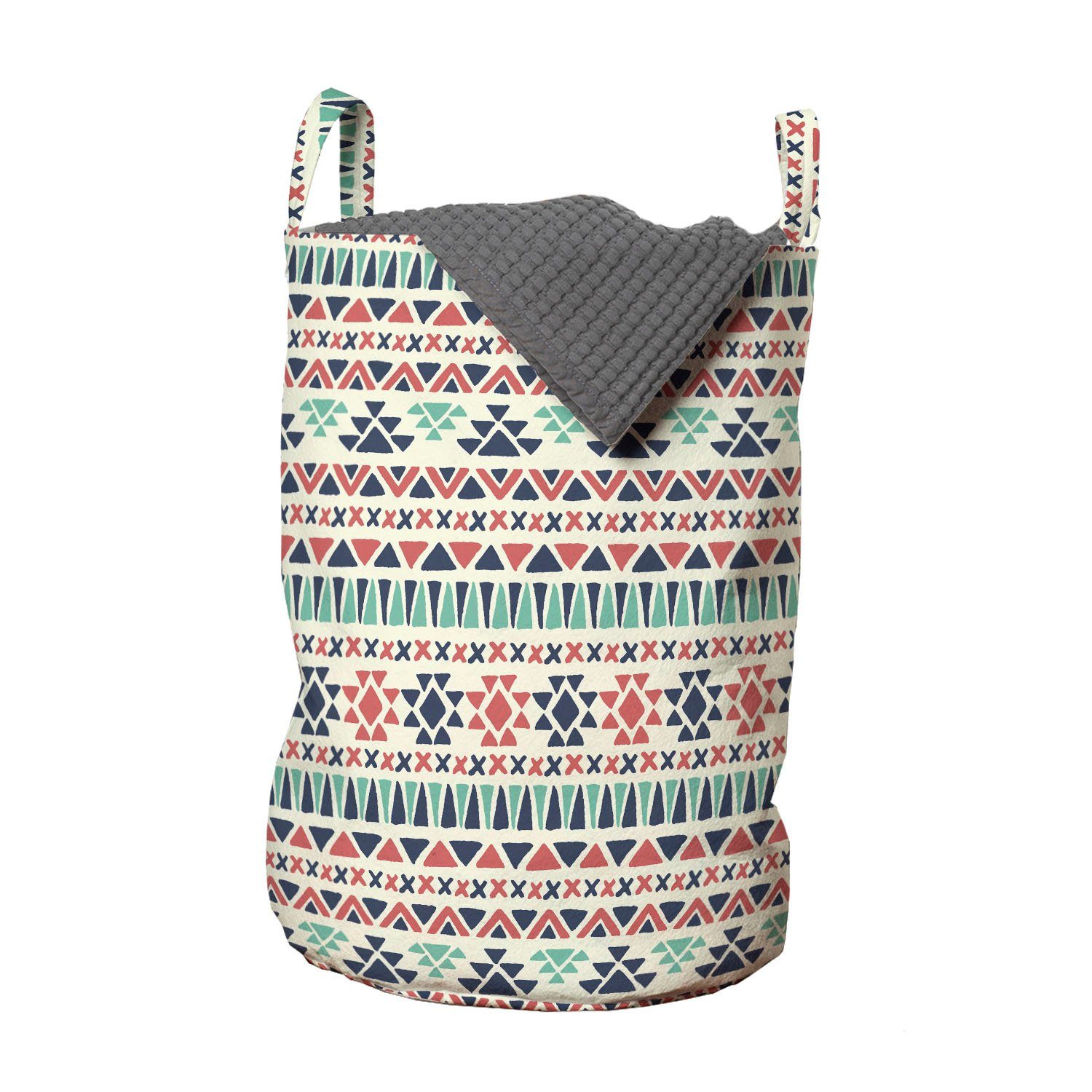 Abakuhaus Wäschesäckchen Wäschekorb mit Griffen Kordelzugverschluss für Waschsalons, aztekisch Kultur geometrisches Muster