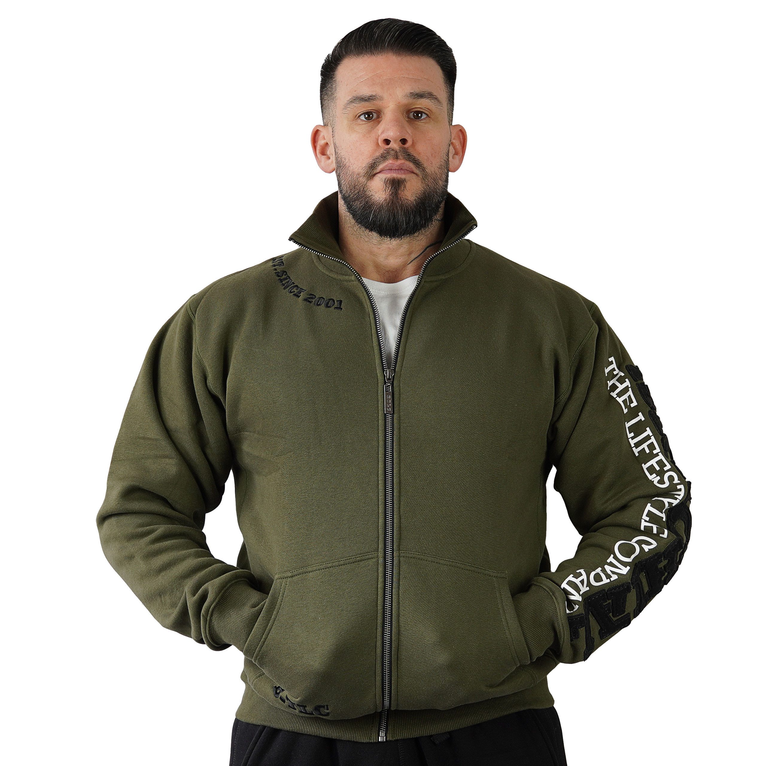 Trainingsjacke Brachial Zip-Sweater "Gym" military green/schwarz