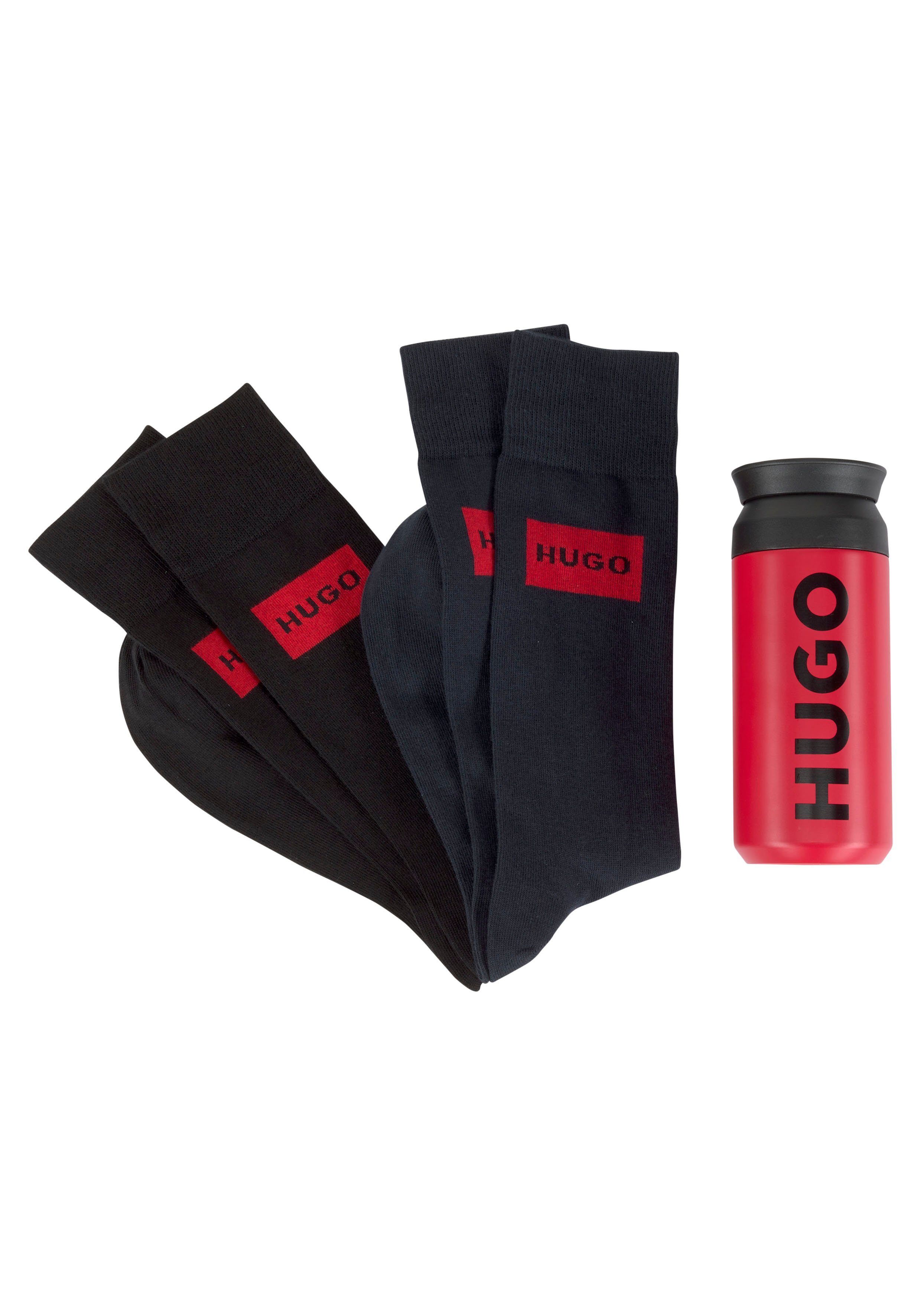 rotem RS 2er Pack) GIFTSE HUGO 2P Logoaufdruck GADGET mit (Packung, Socken