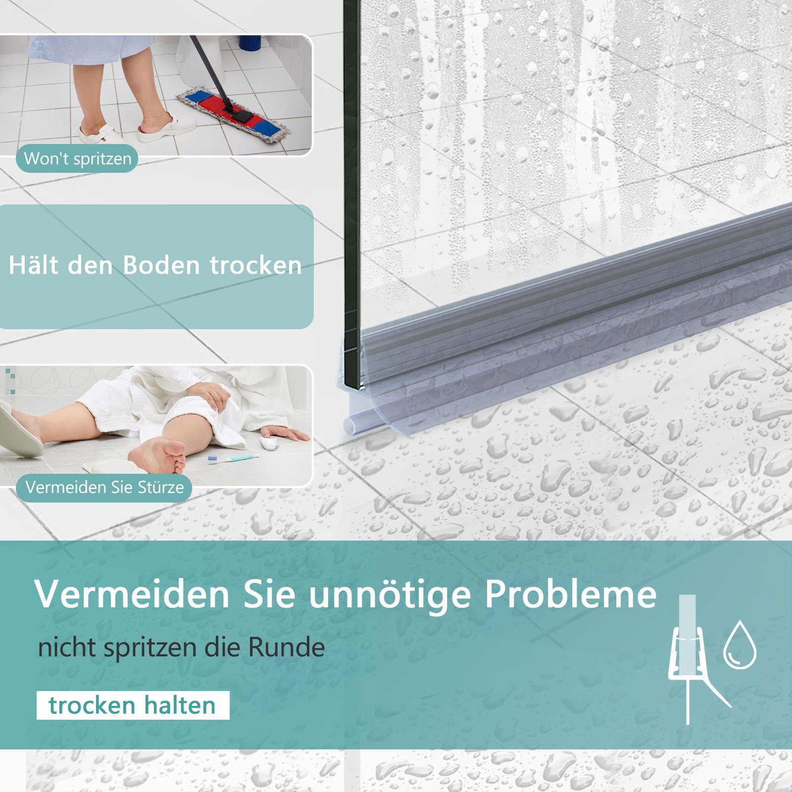 EMKE Duschdichtung EMKE Ersatzdichtung Wasserabweiser Duschdichtung, L: 60 cm, Schwallschutz Duschkabine, Abdichtung für Ihre Duschtür