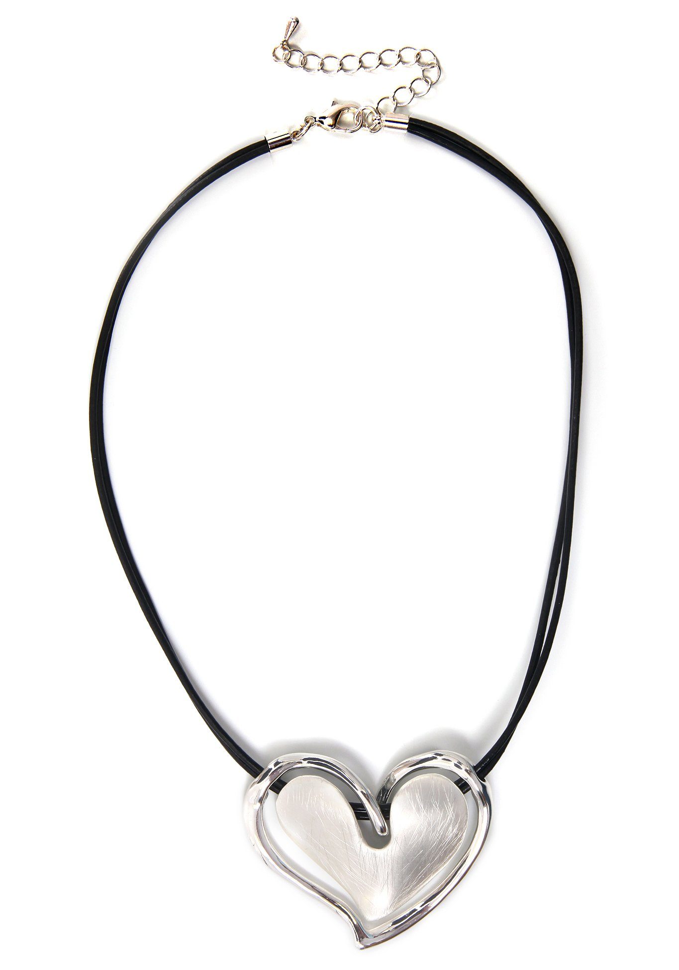 Firetti Kette mit Anhänger Herz, doppelreihige Kette, matt, glänzend