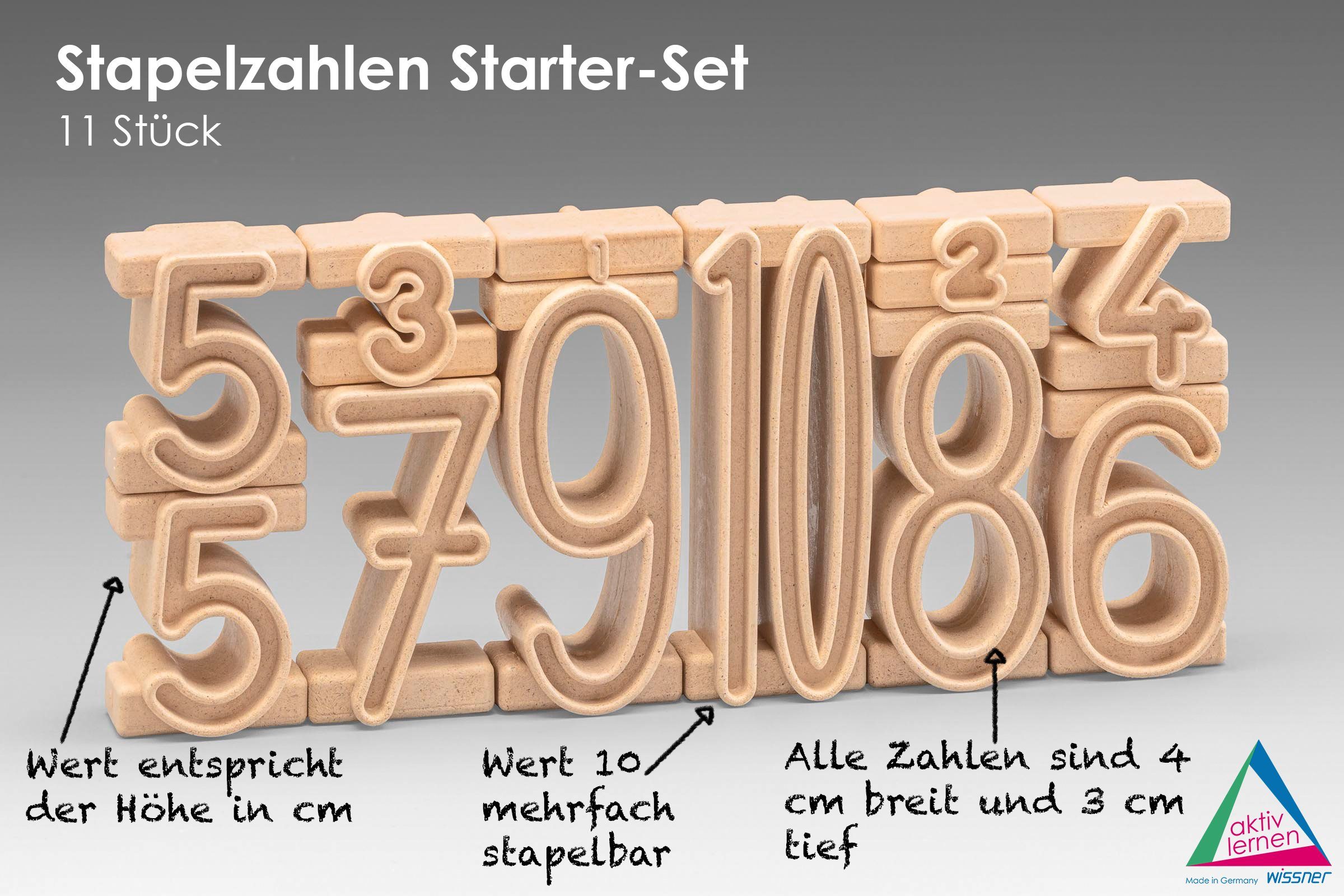 lernen Lernspielzeug aktiv Stapelzahlen Starter-Set (11 Wissner® Stück), Zahlenbausteine RE-Wood® (1-St)