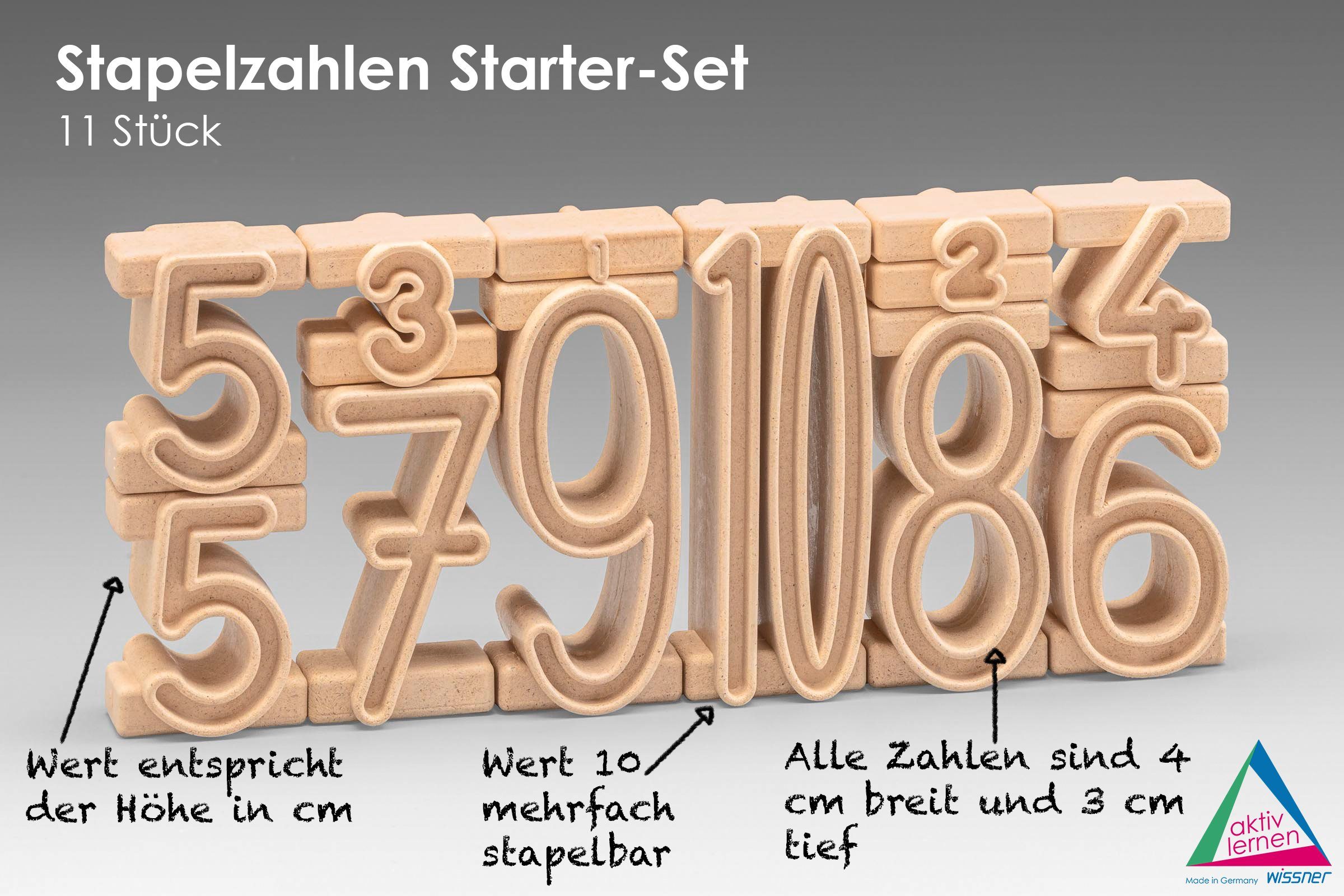 Wissner® aktiv lernen Lernspielzeug Stapelzahlen Starter-Set (11 Stück), Zahlenbausteine RE-Wood® (1-St)