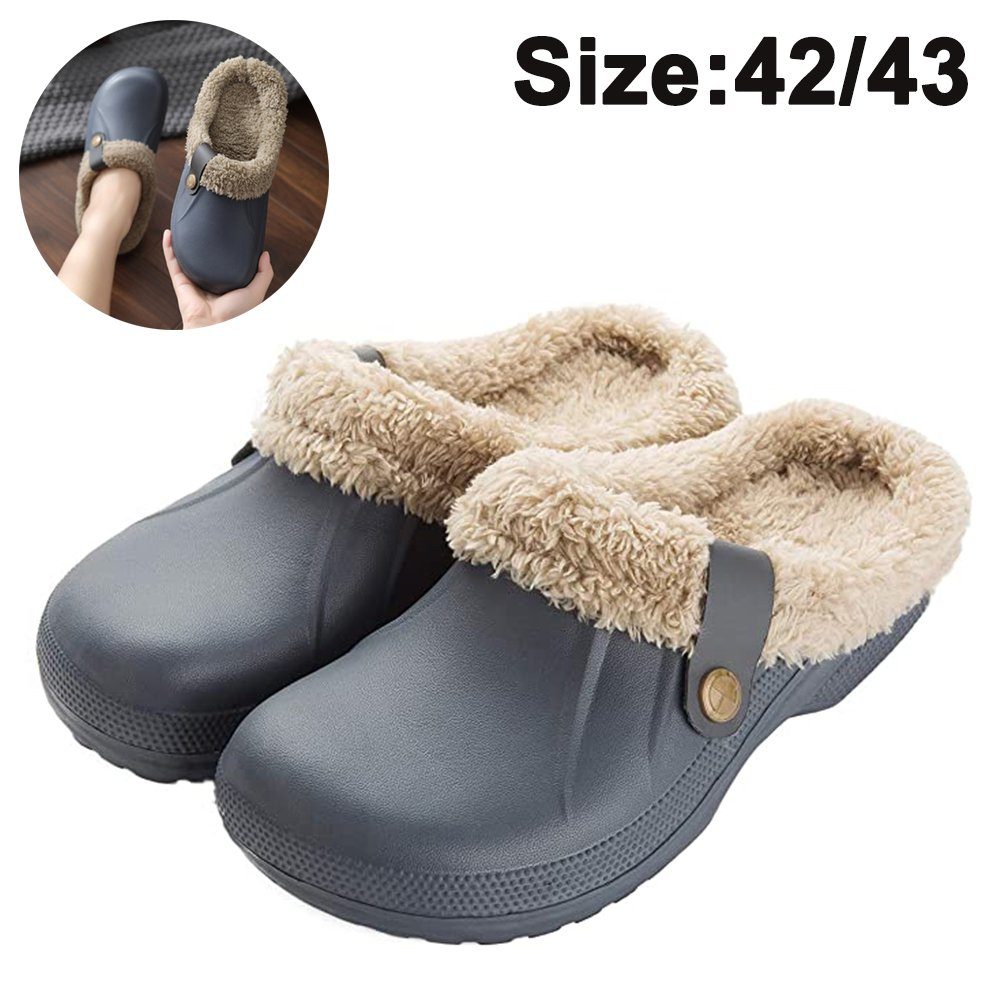 Mmgoqqt »Waterproof Slippers Women Men Fur Lined Clogs Winter Garden Shoes  Warm House Slippers Indoor Outdoor Mules« Plüsch Hausschuhe