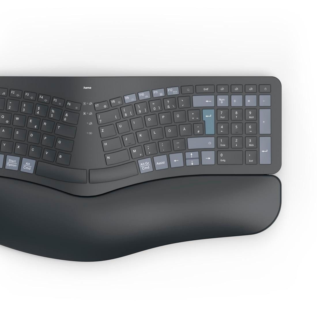 Hama Ergonomische Tastatur (kabellos, Multi Device, 2x Bluetooth, 1x Funk) ergonomische Tastatur