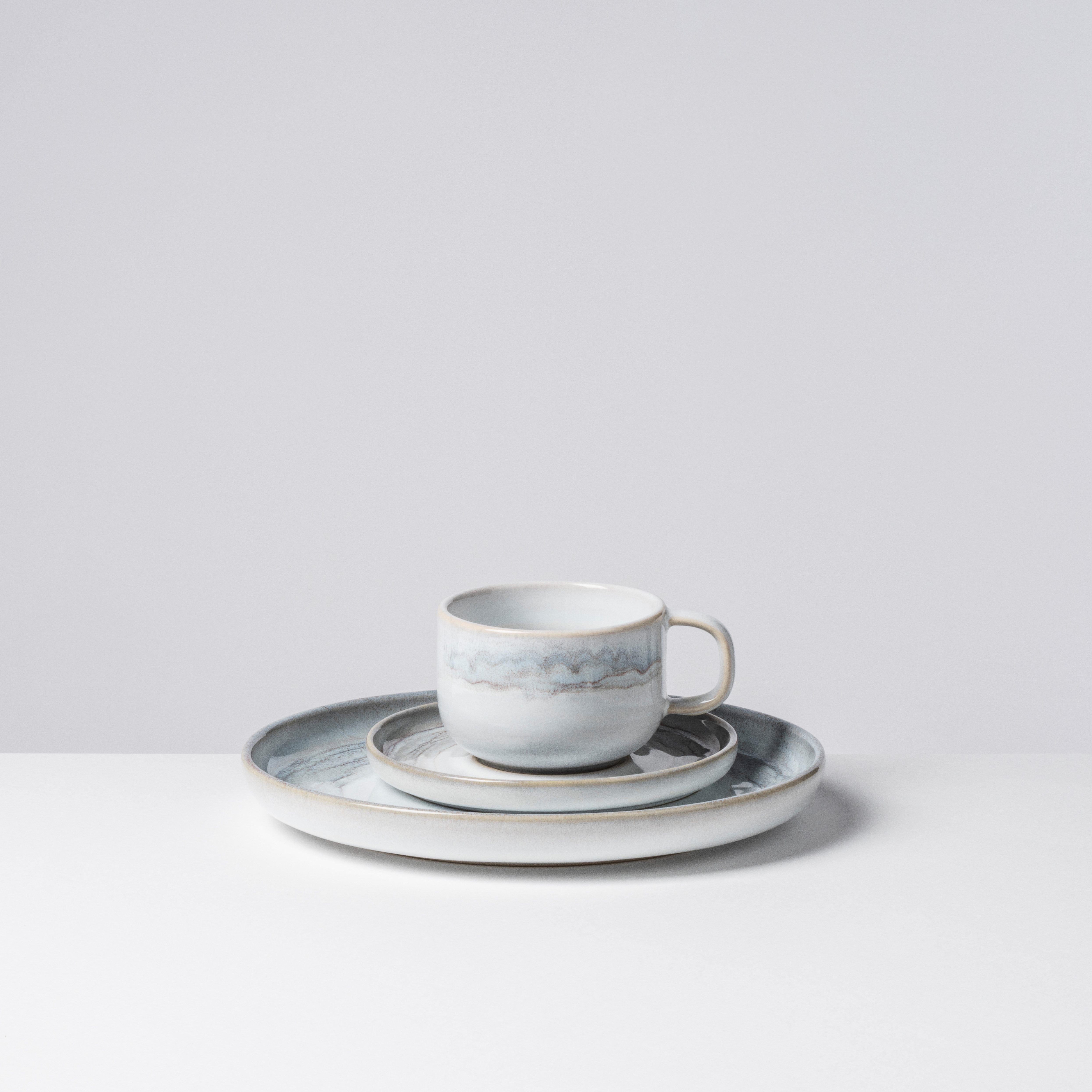 Gipfelstück Kaffeeservice Tiefer See (12-tlg), 4 Personen, Steinzeug, Scandi-Style, jedes Stück ein Unikat, 12 Teile, für 4 Personen