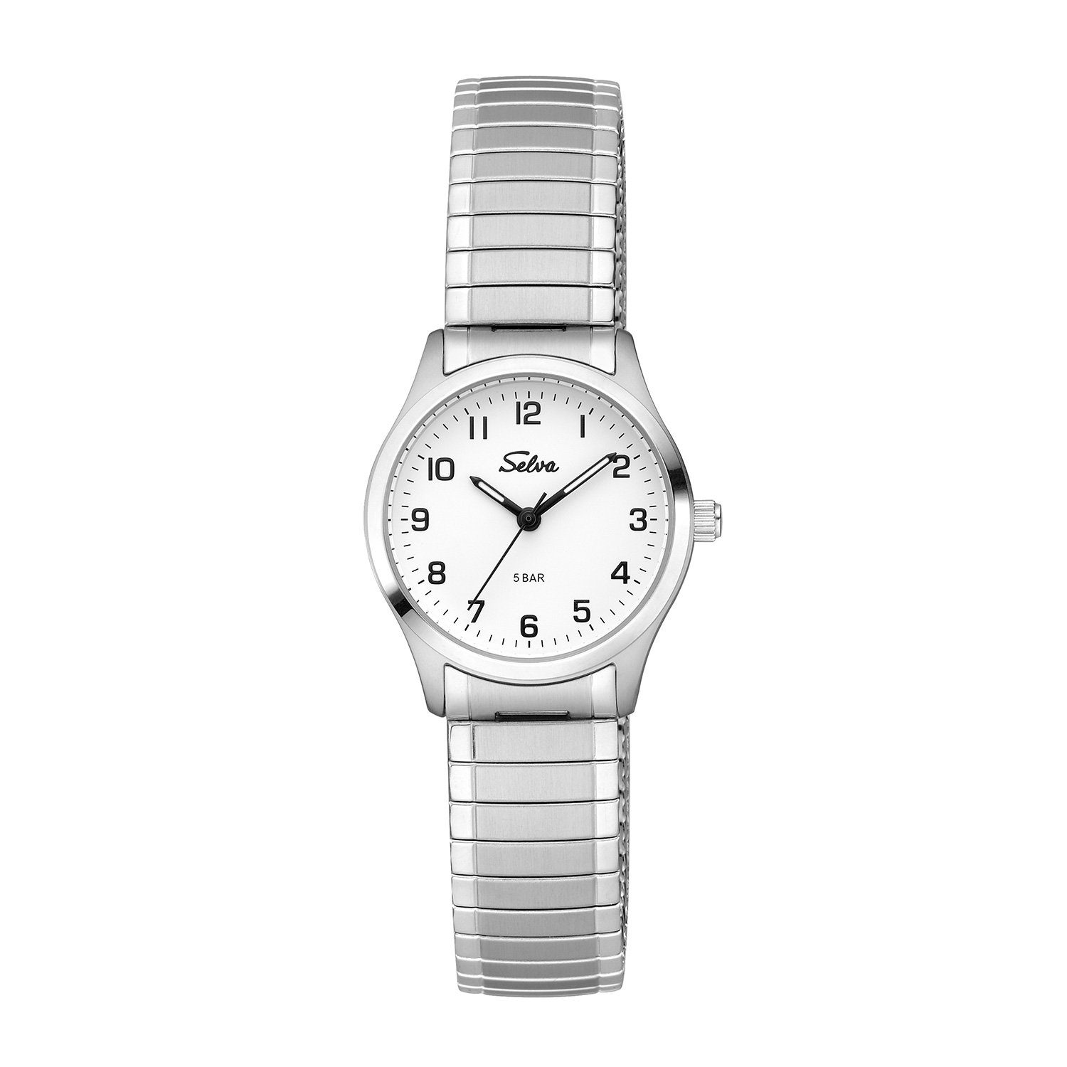 Quarzuhr SELVA Quarz-Armbanduhr mit Zugband Zifferblatt schwarz Ø 27mm