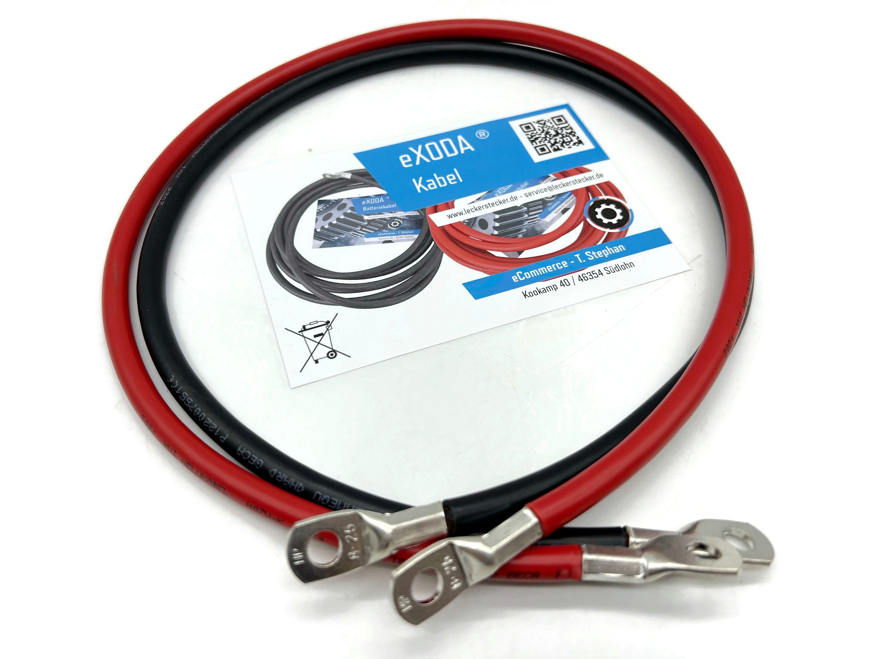 eXODA 25 mm2 M8 M8 Batteriekabel, Rot und Schwarz, (75 cm), 99% Kupfer