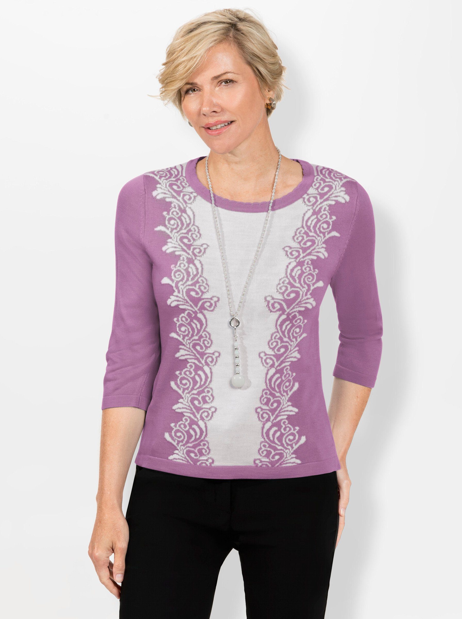 orchidee-ecru-gemustert WITT Strickpullover WEIDEN