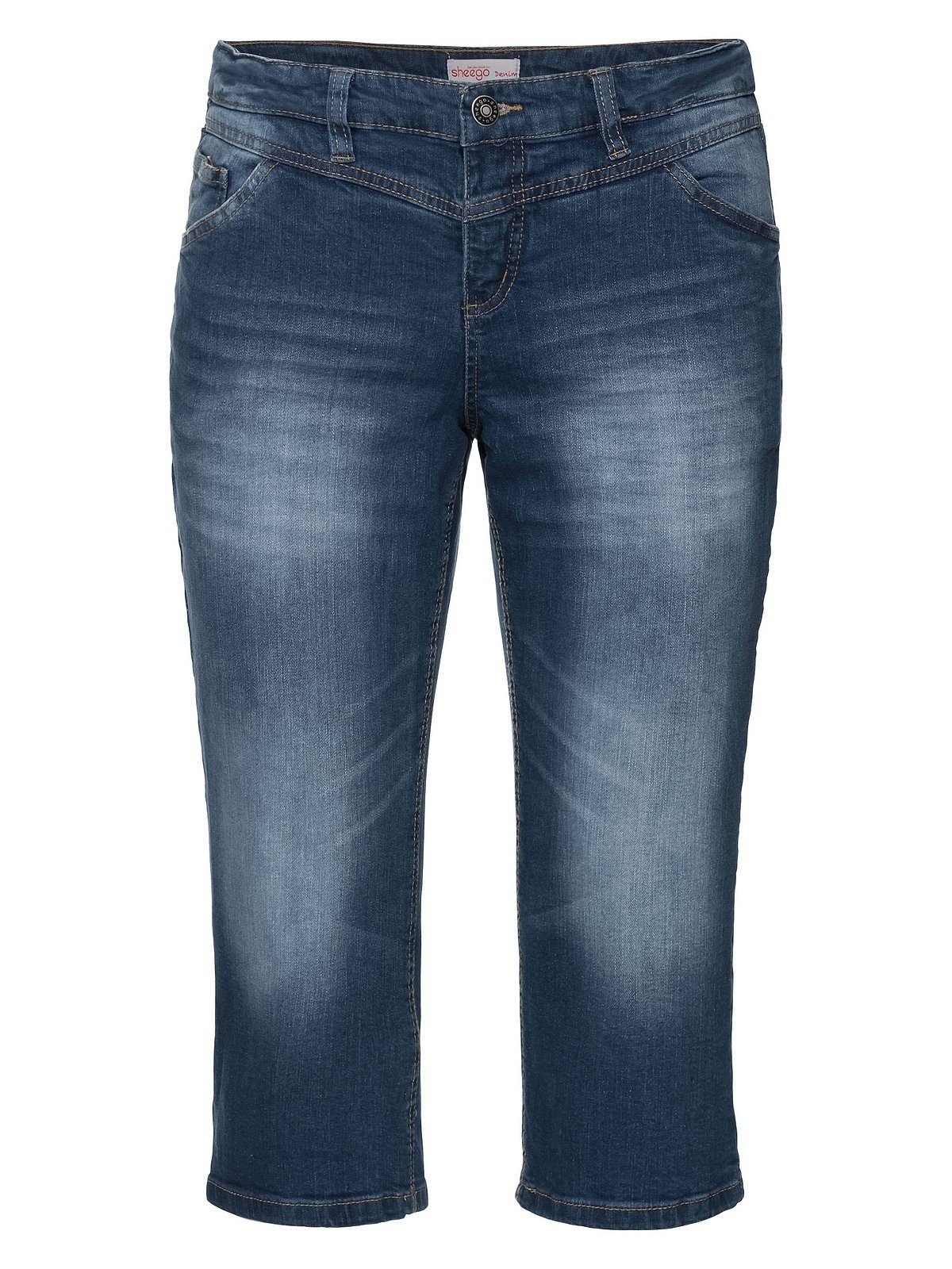 Große 3/4-Jeans Used-Effekten Größen Schmale mit Die Sheego