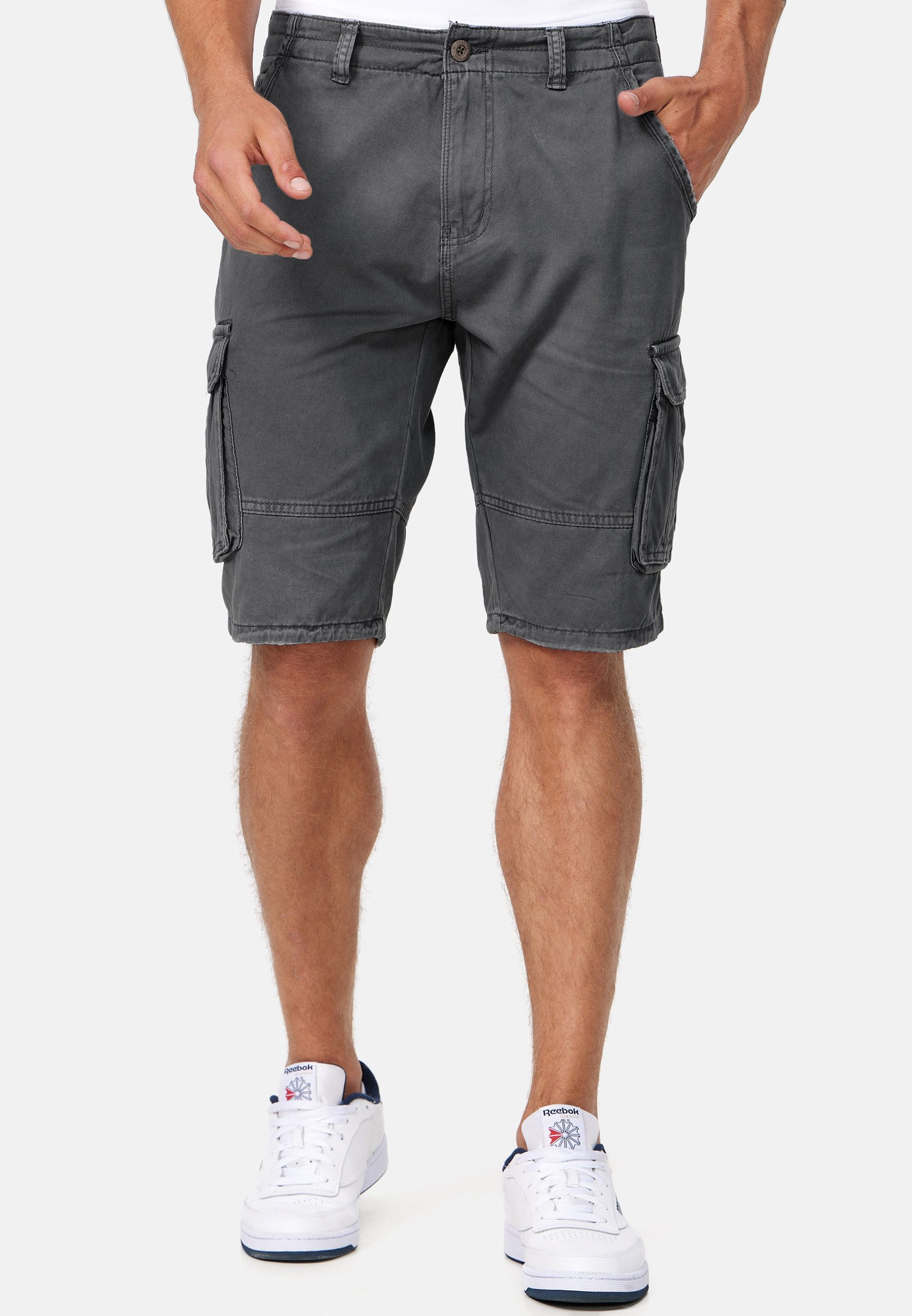 INDICODE Cargoshorts Herren Monroe Cargo Cargo Shorts Herrenshorts mit 6 Taschen inkl. Gürtel